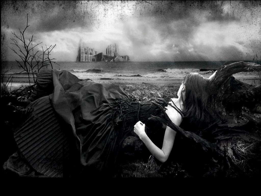 gothic, ruin, black & white, dark Full HD