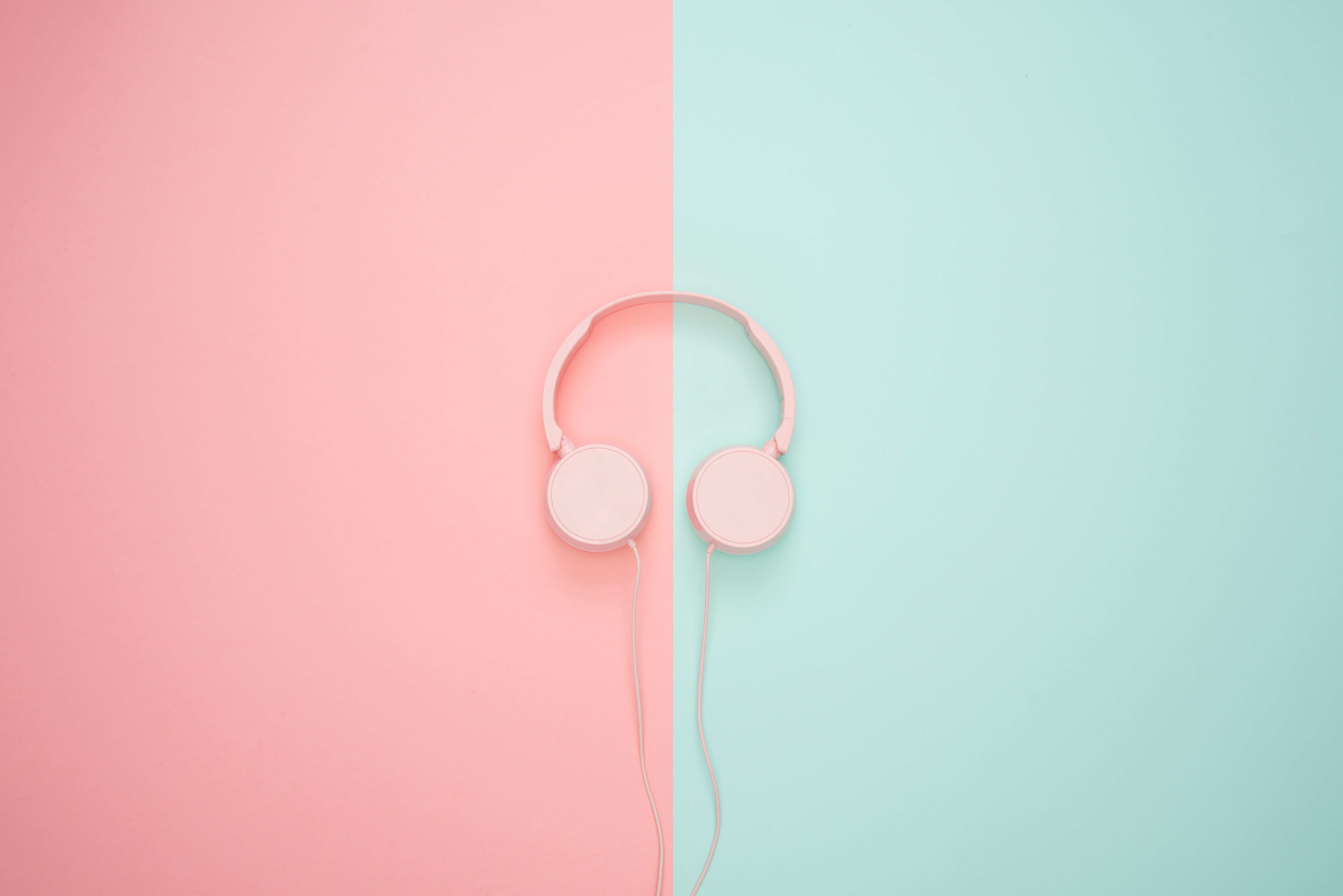 headphones, minimalism, pink, pastel UHD