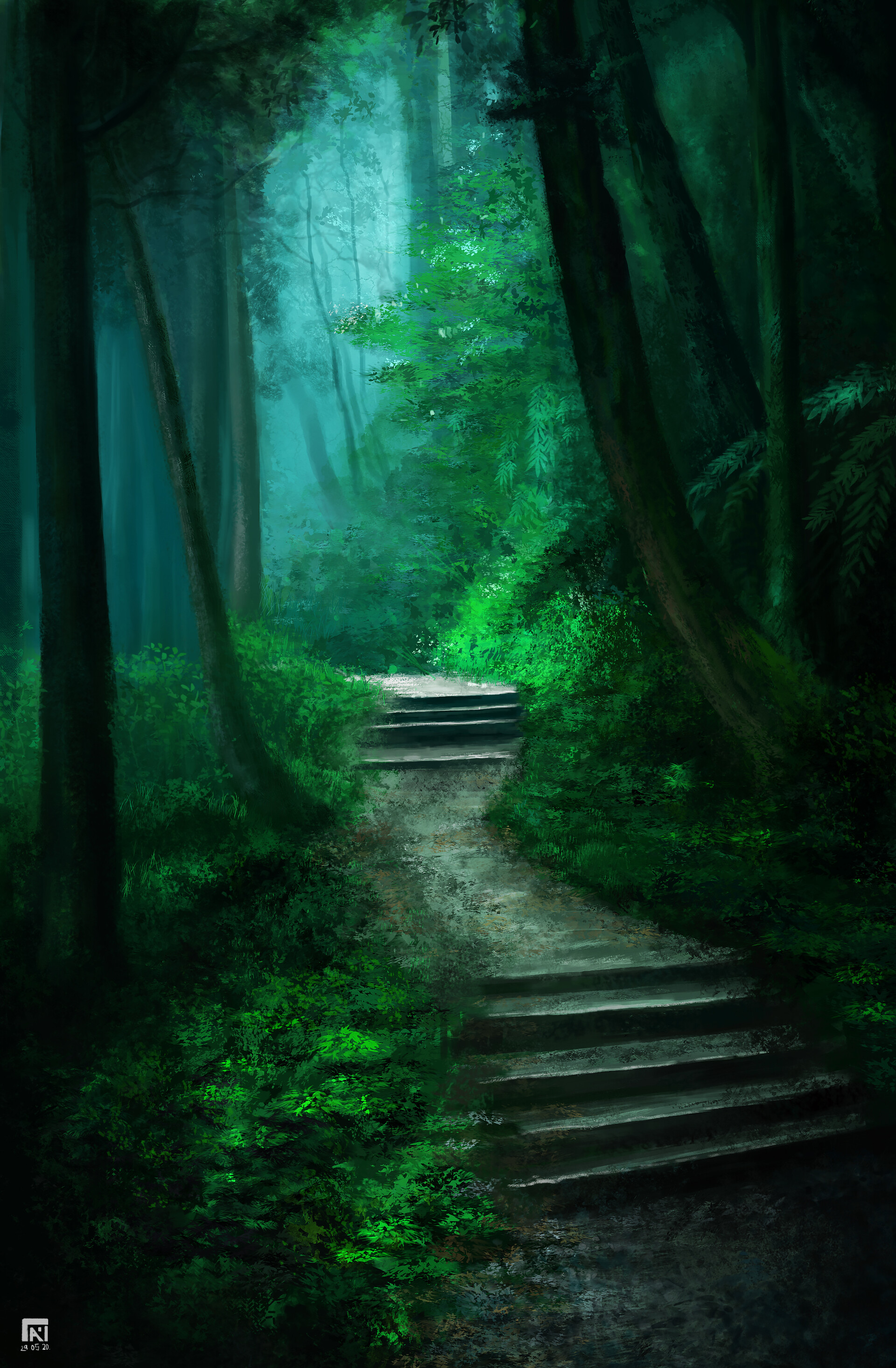 ladder, canvas, art, steps, bush, paint, stairs for android