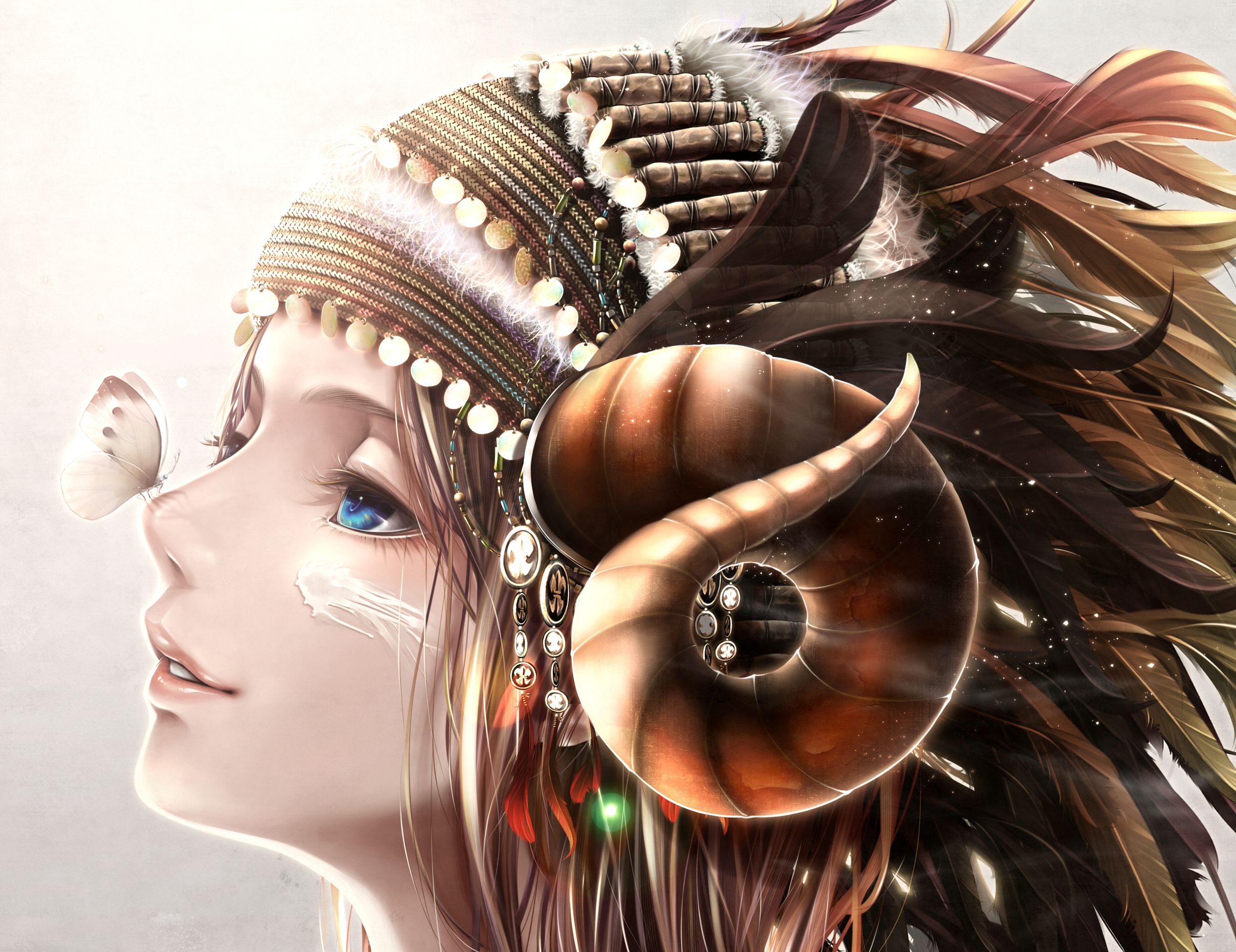 girl, anime, horns Download background