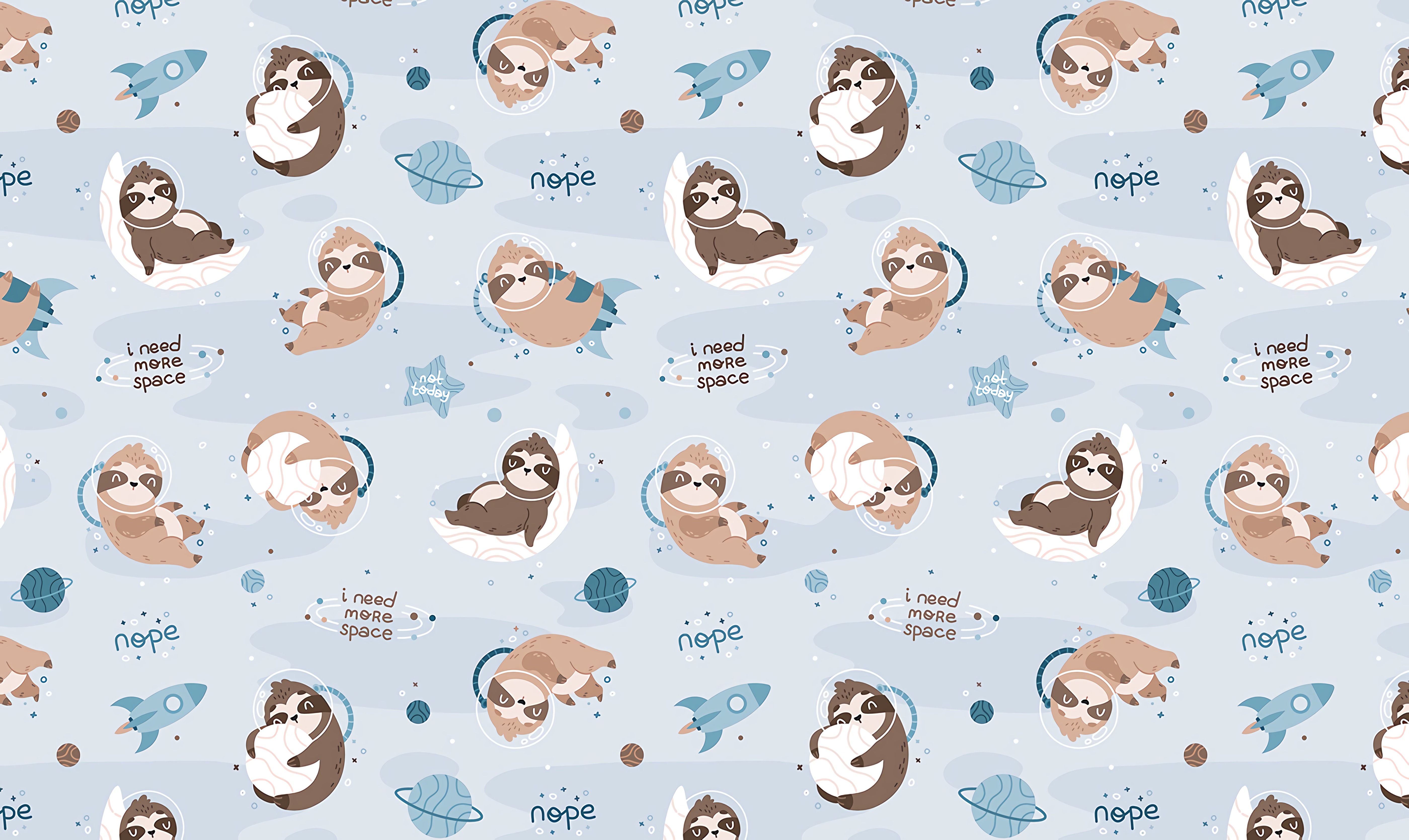 Patterns sloth, inscriptions, lettering, texture 4K Wallpaper