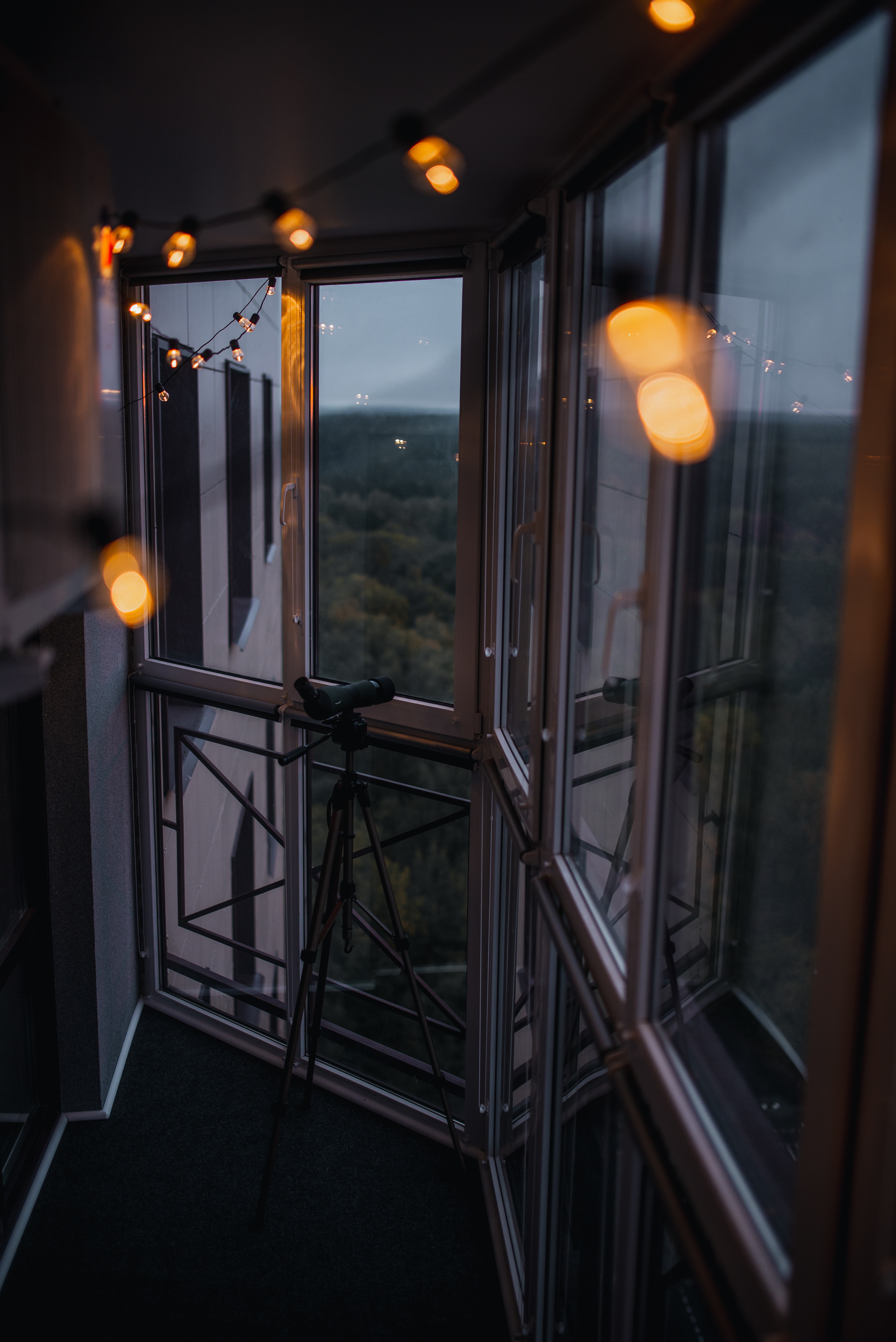 garland, balcony, glare, miscellanea, miscellaneous, window, telescope phone background