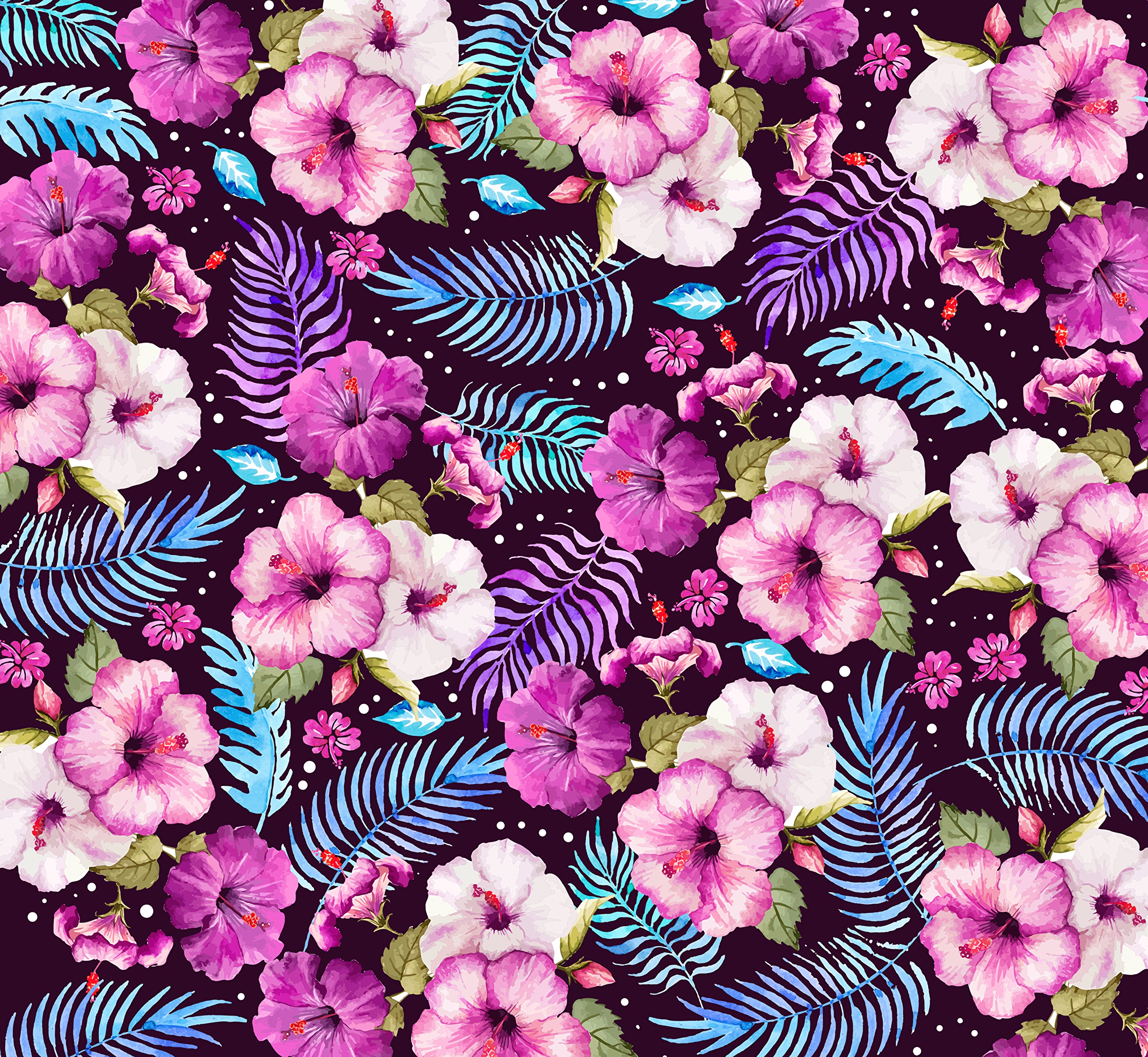 pattern, texture, flowers, art, leaves, textures 1080p
