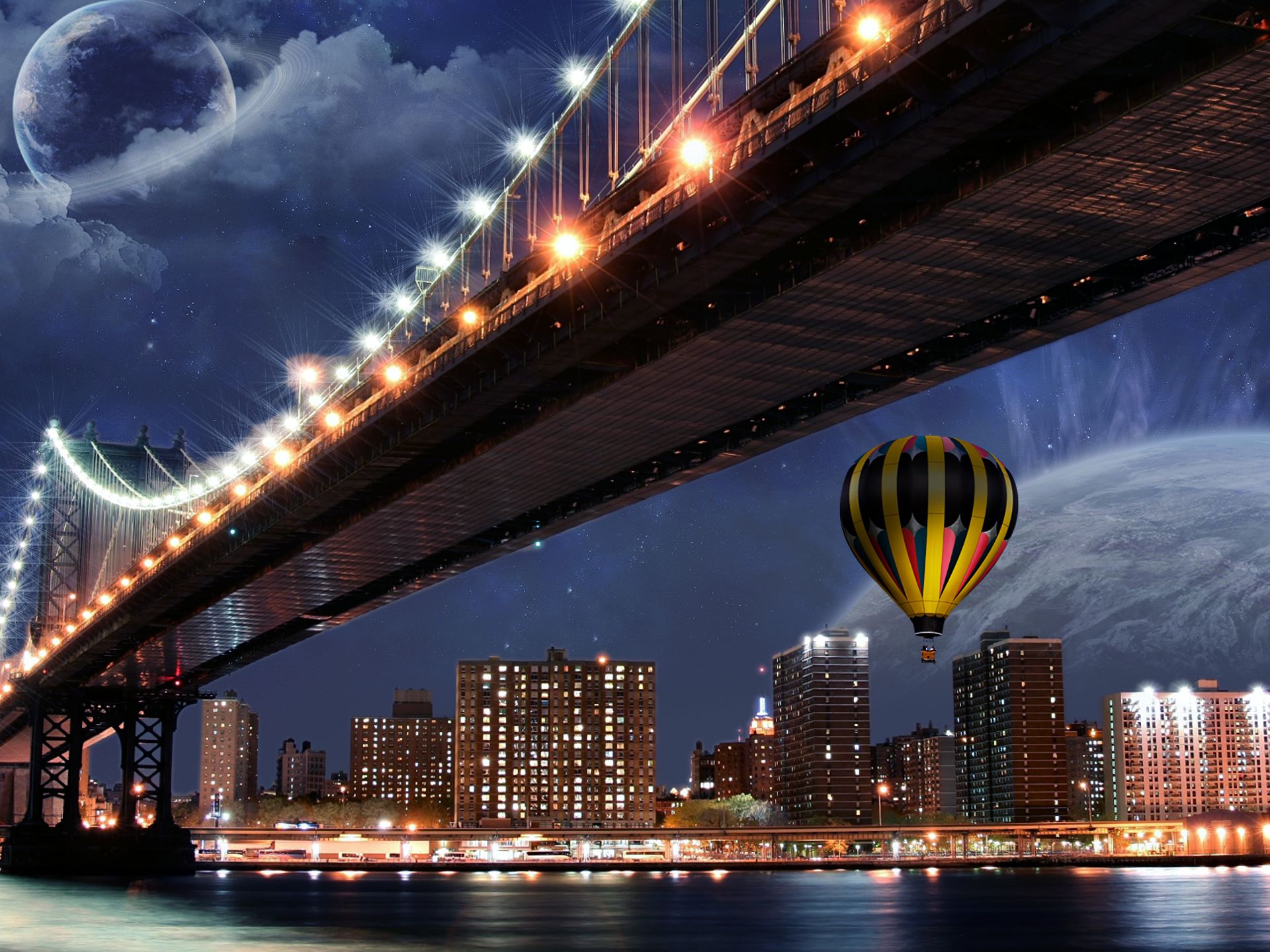 artistic, manhattan bridge, new york, bridge Manhattan HD Android Wallpapers