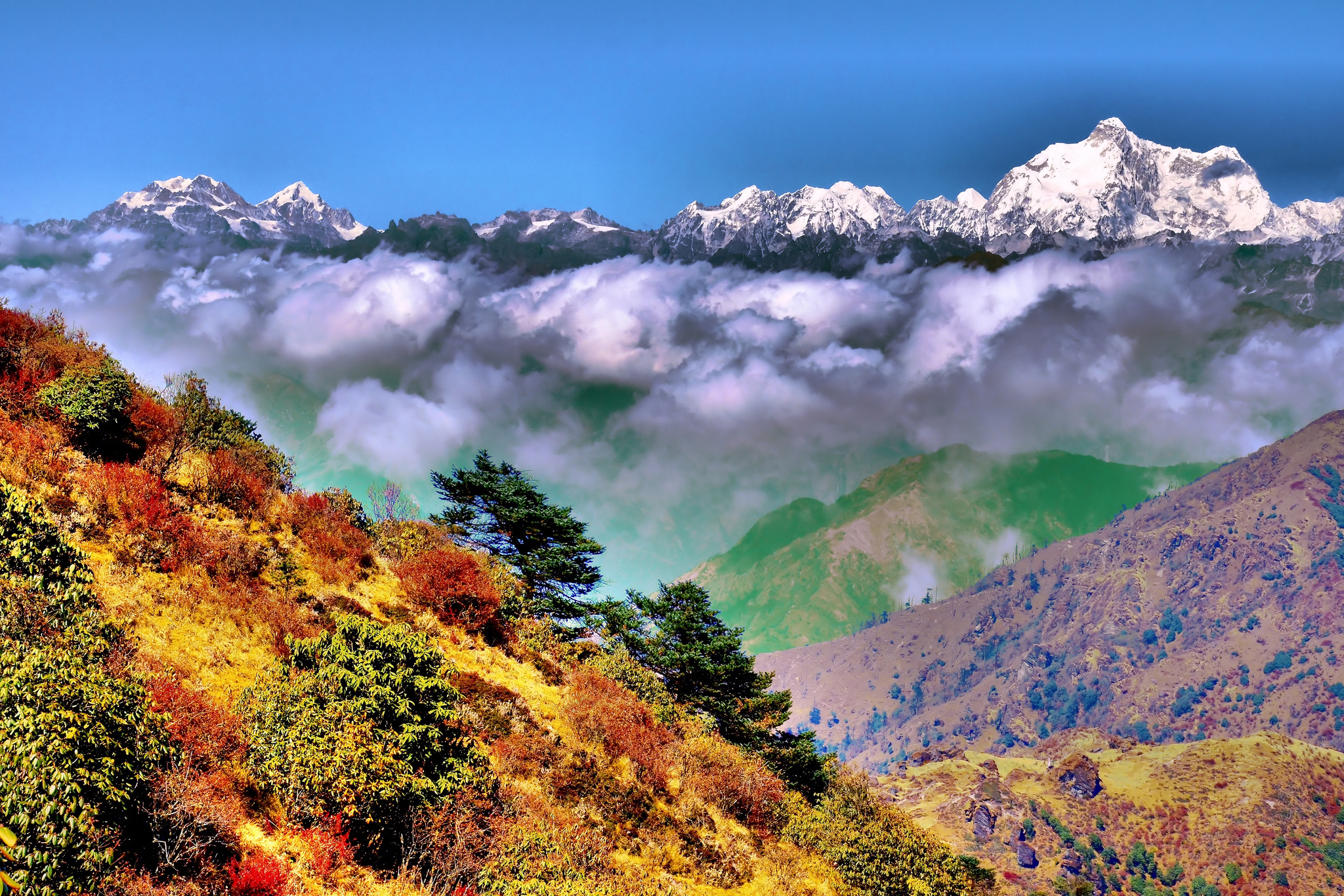 himalayas, india, mountains, earth, mountain, bengali, singalila ridge, singalila for android