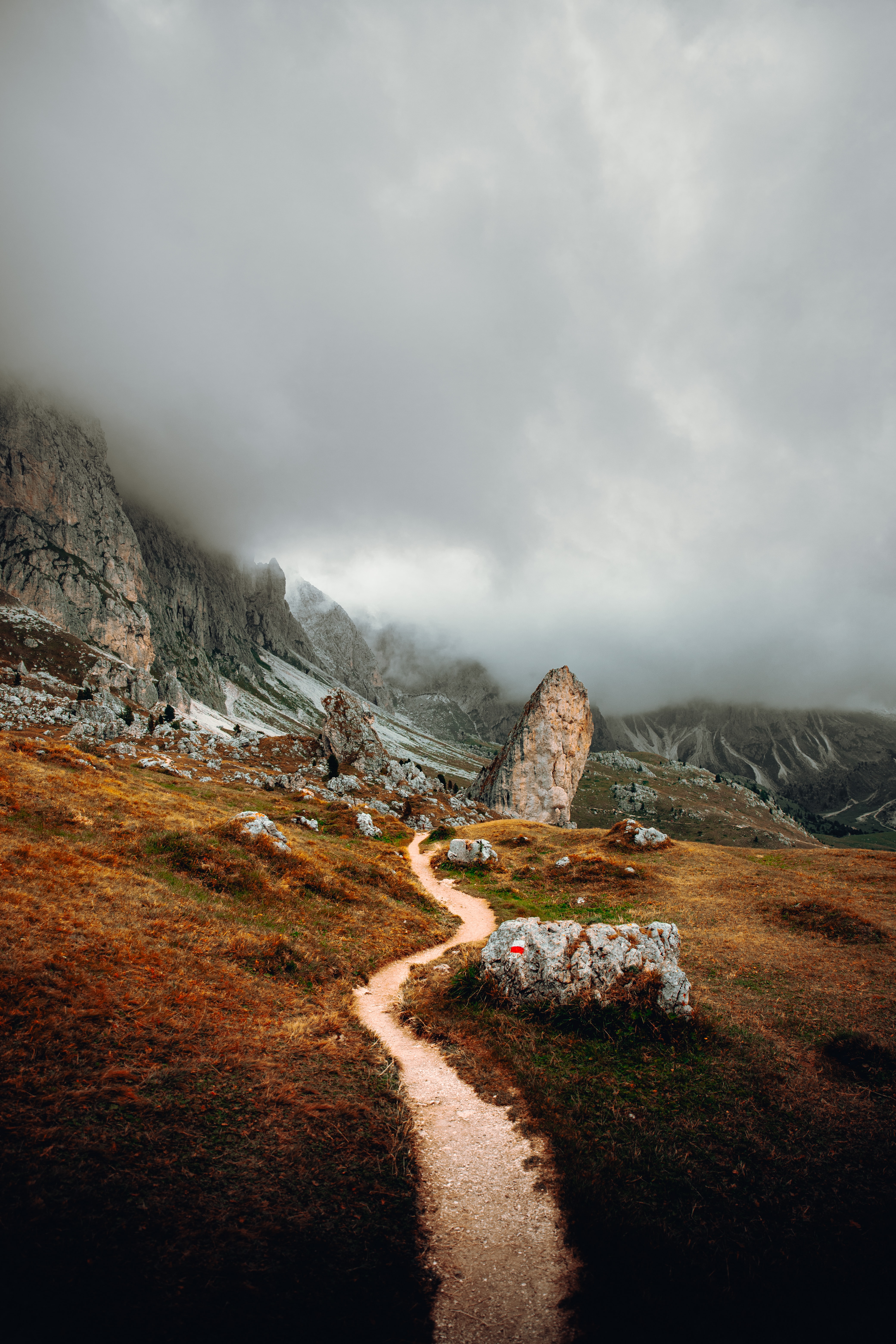 nature, stones, mountains, clouds, road, path, trail UHD