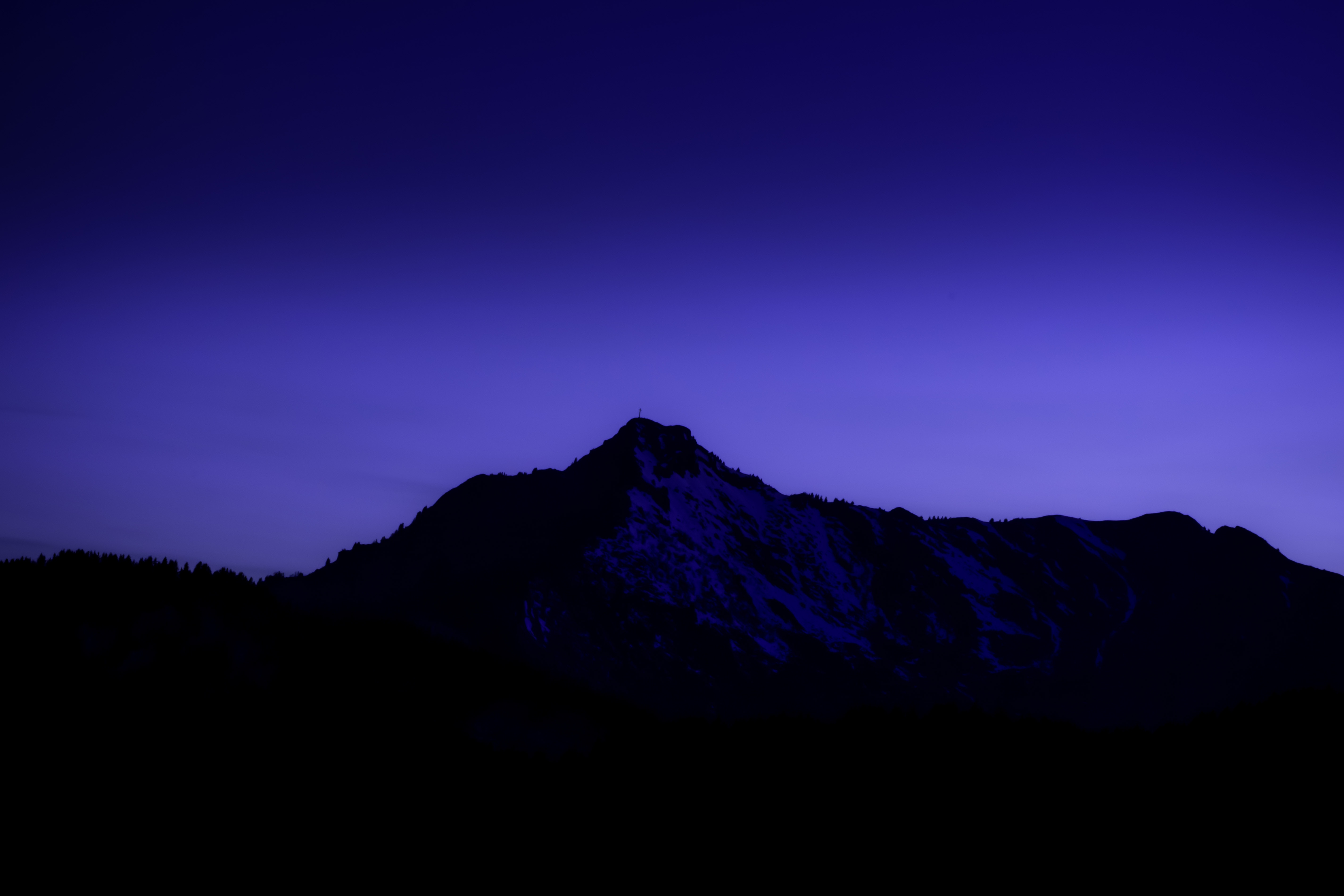 violet, purple, sky, mountains, night, dark