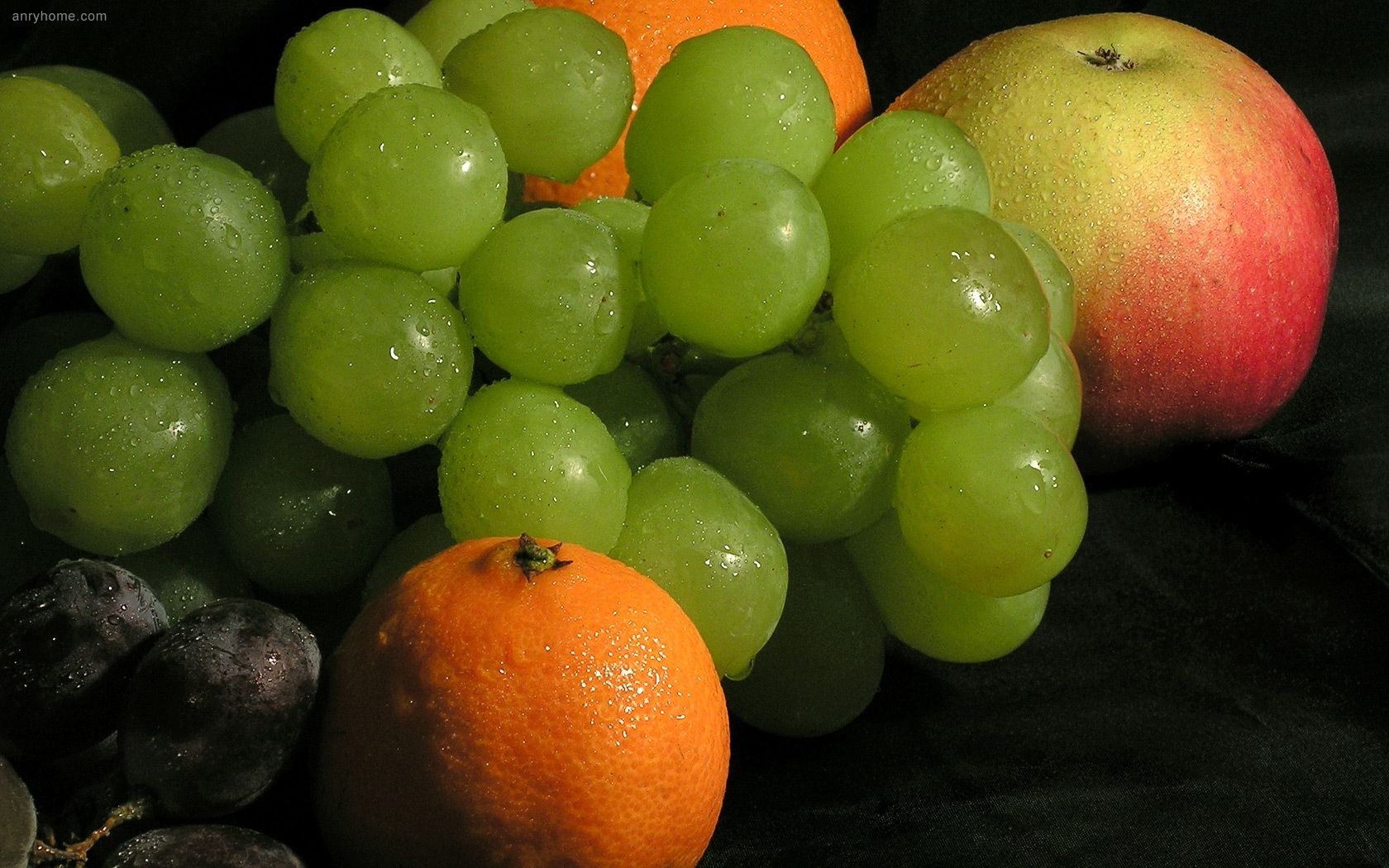 Handy-Wallpaper Obst, Lebensmittel, Oranges, Trauben kostenlos herunterladen.
