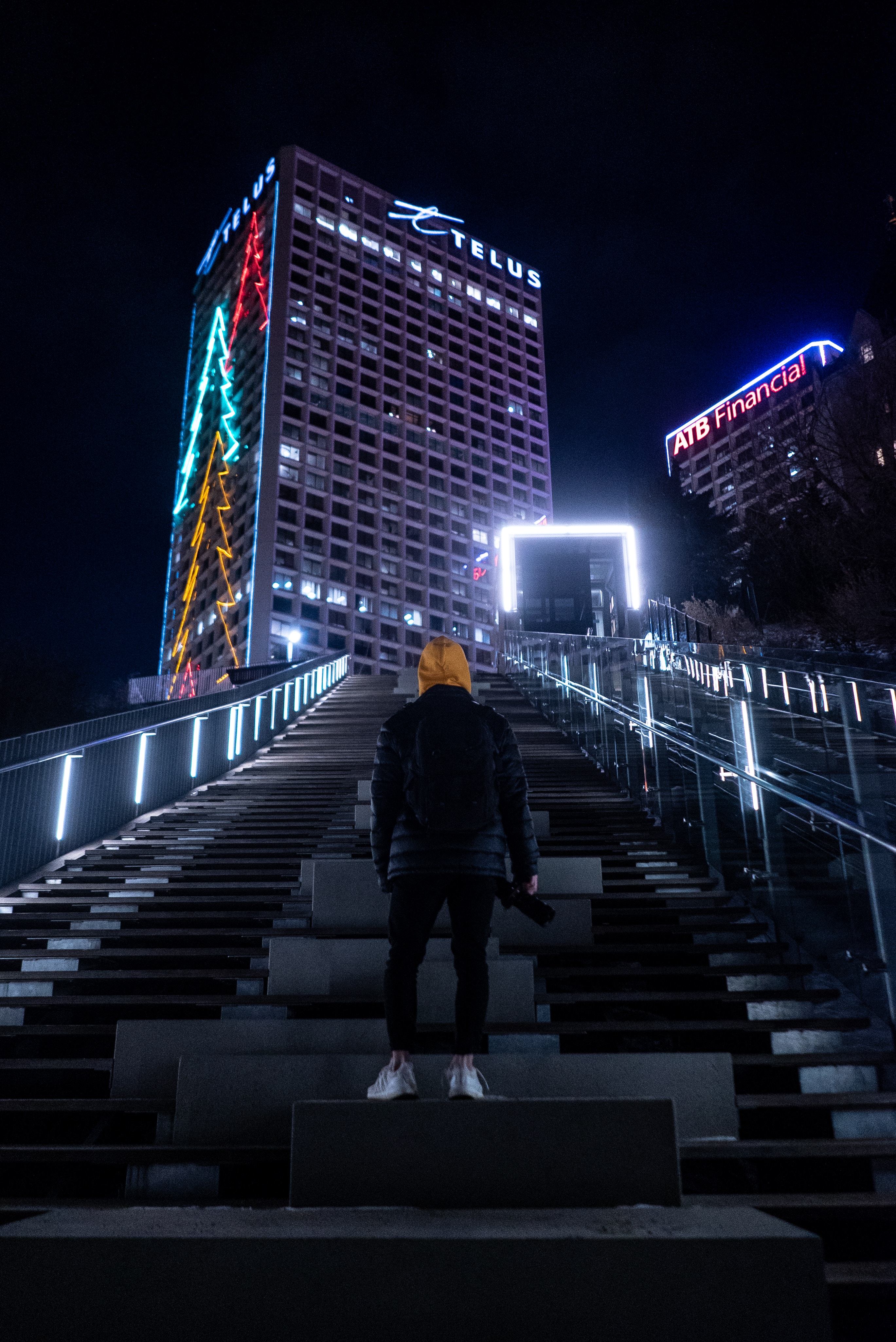alone, lonely, building, dark, night city, human, person, hood