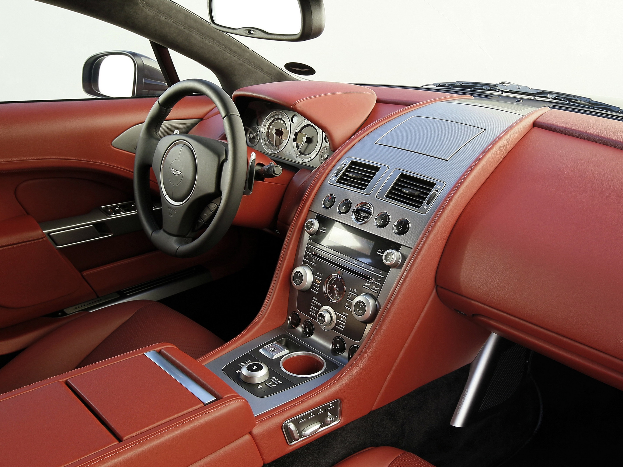 interior, aston martin, cars, red, steering wheel, rudder, salon, speedometer, 2009, rapide 4K