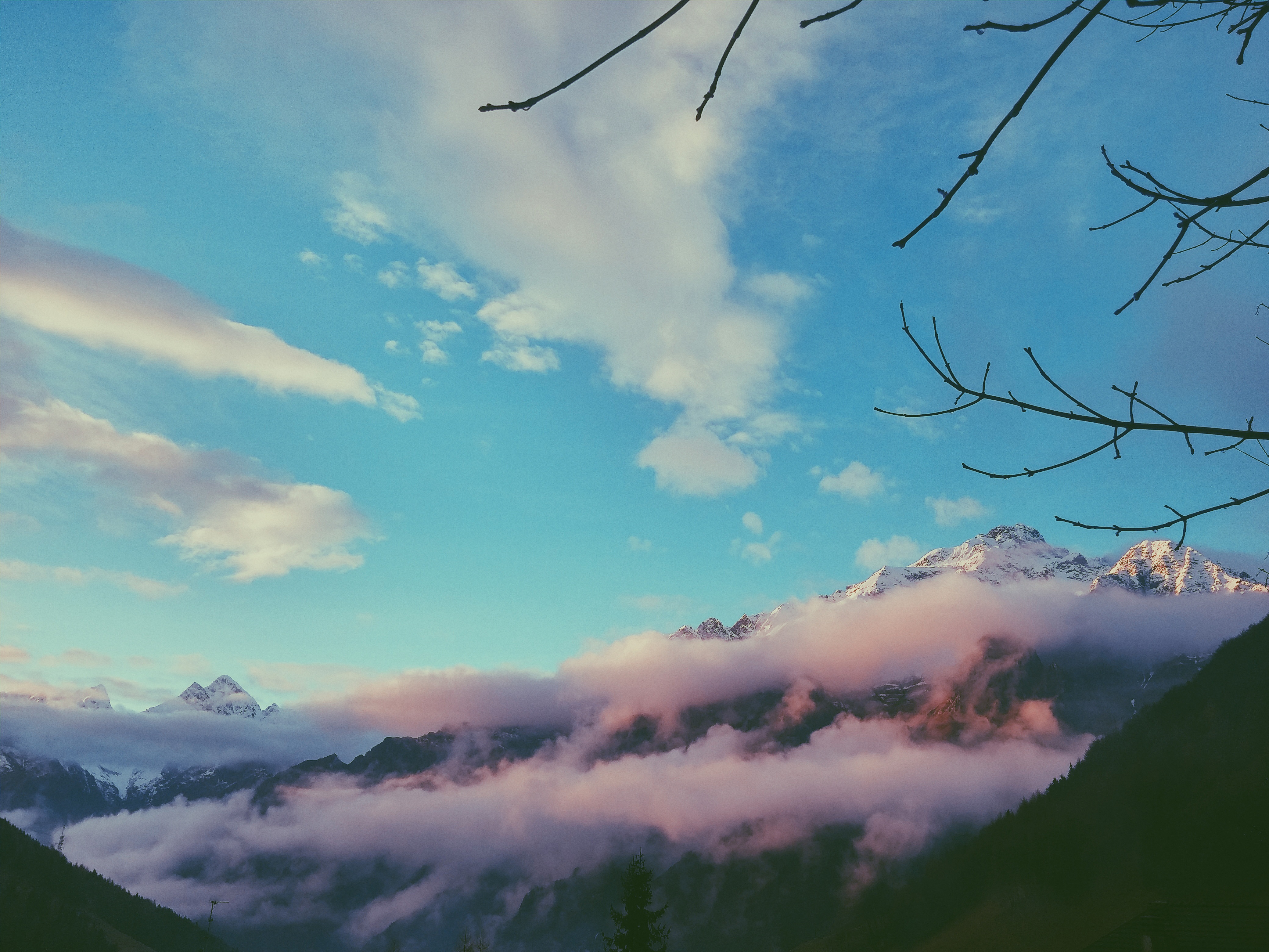 top, vertex, mountains, sky Fog HQ Background Images
