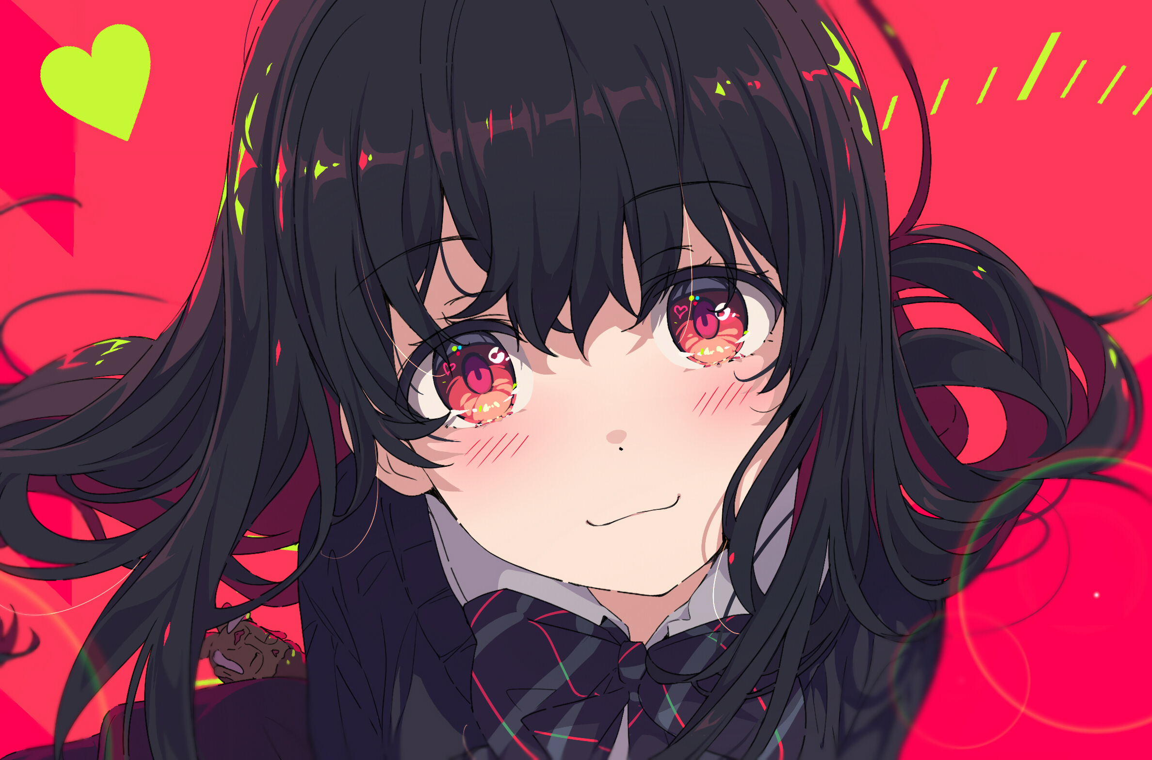 Anime girl Black hair Red Eyes