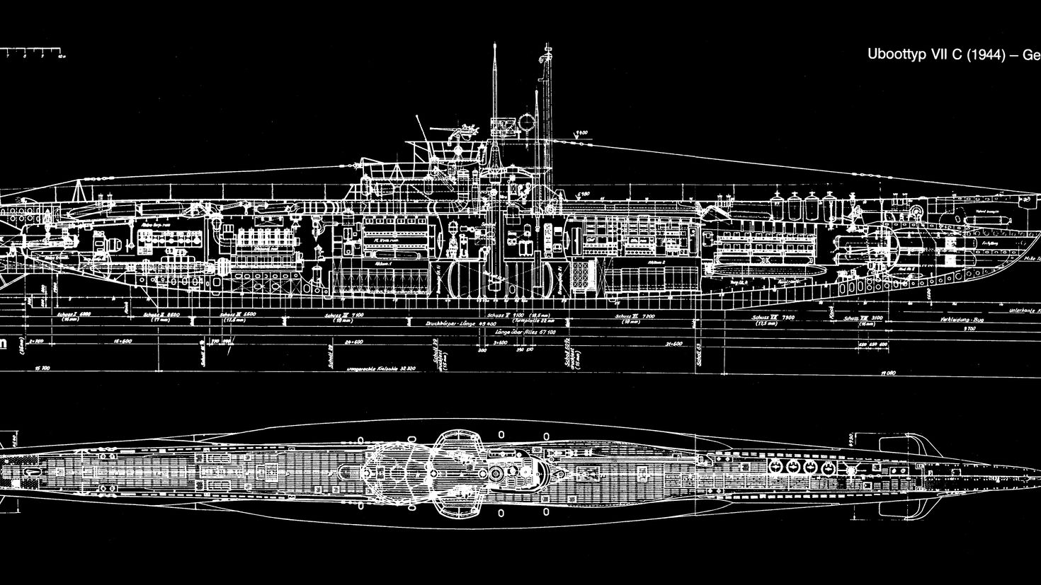 Схема немецкой подводной лодки второй мировой войны