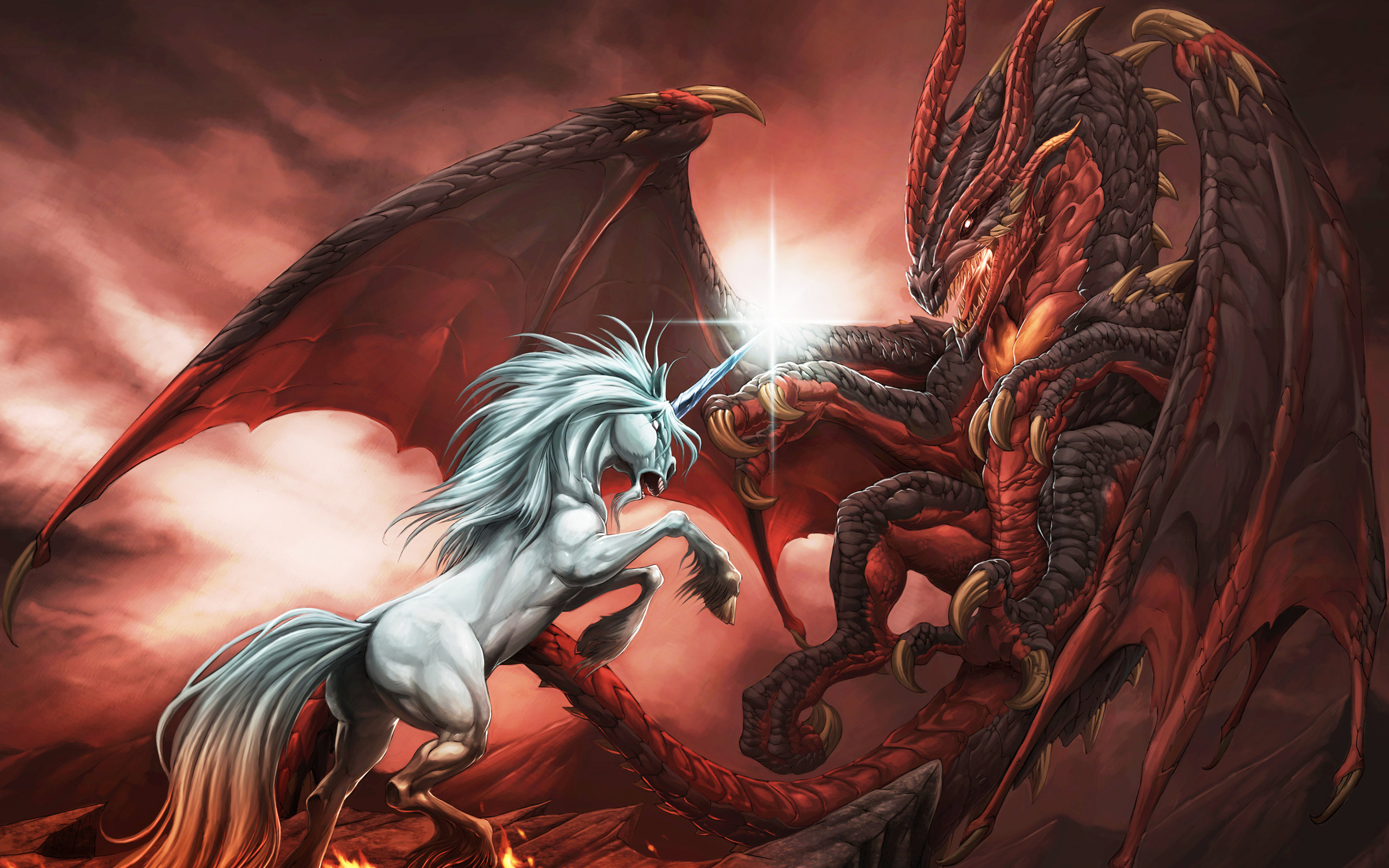 dragon, fantasy, unicorn