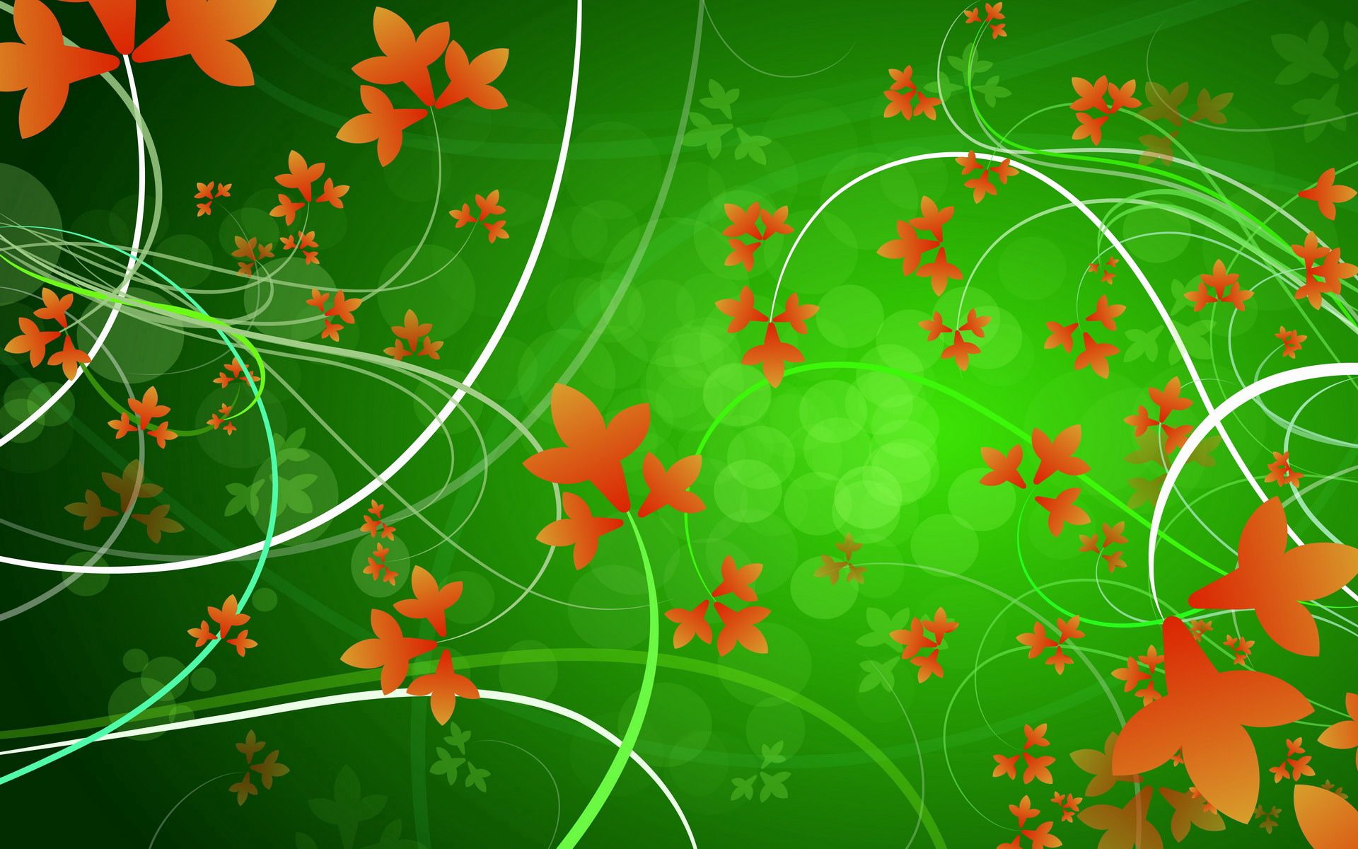 153616 free download Orange wallpapers for phone, green, vector, leaves, patterns Orange images and screensavers for mobile