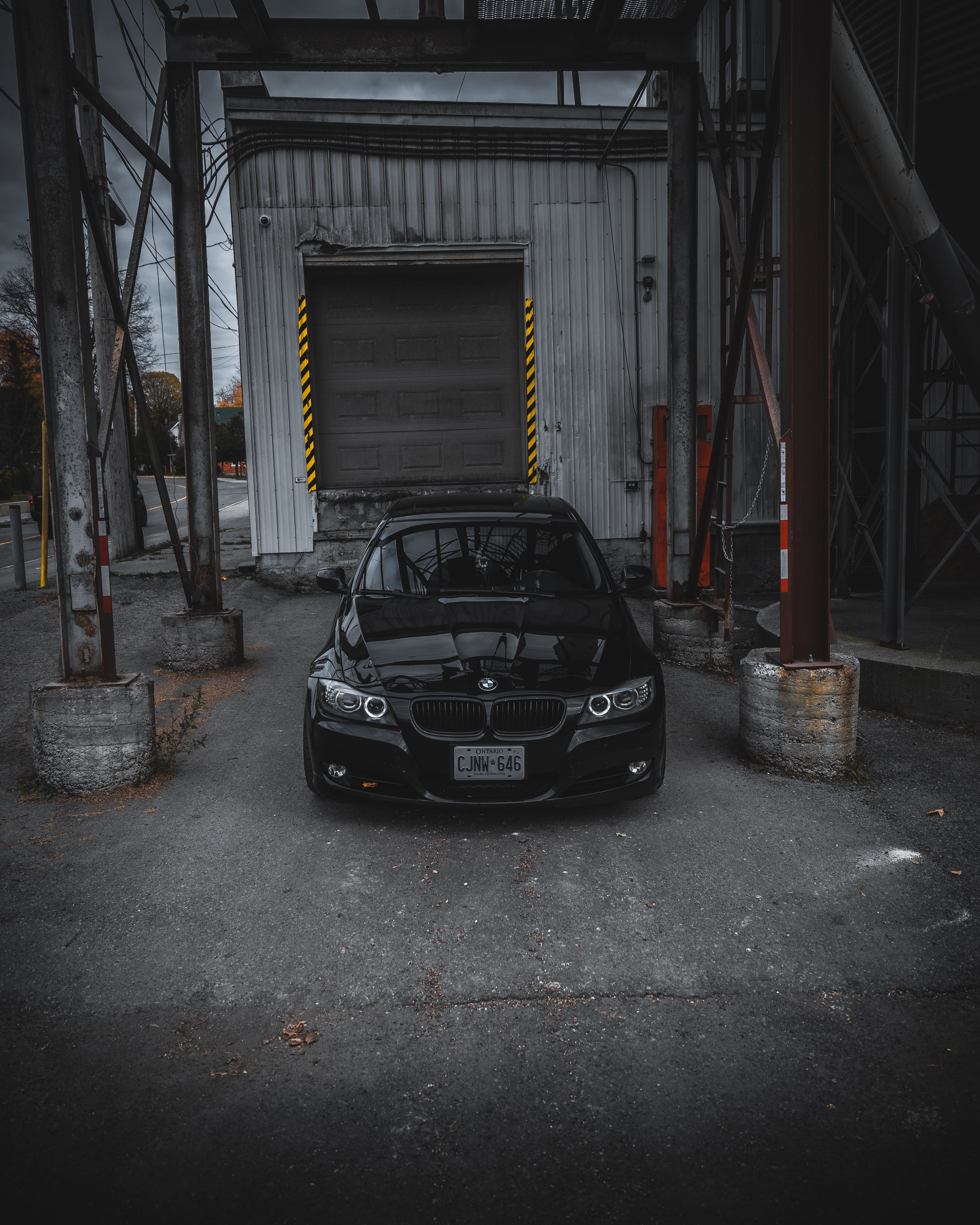 bmw, car, cars, black, front view, garage wallpapers for tablet