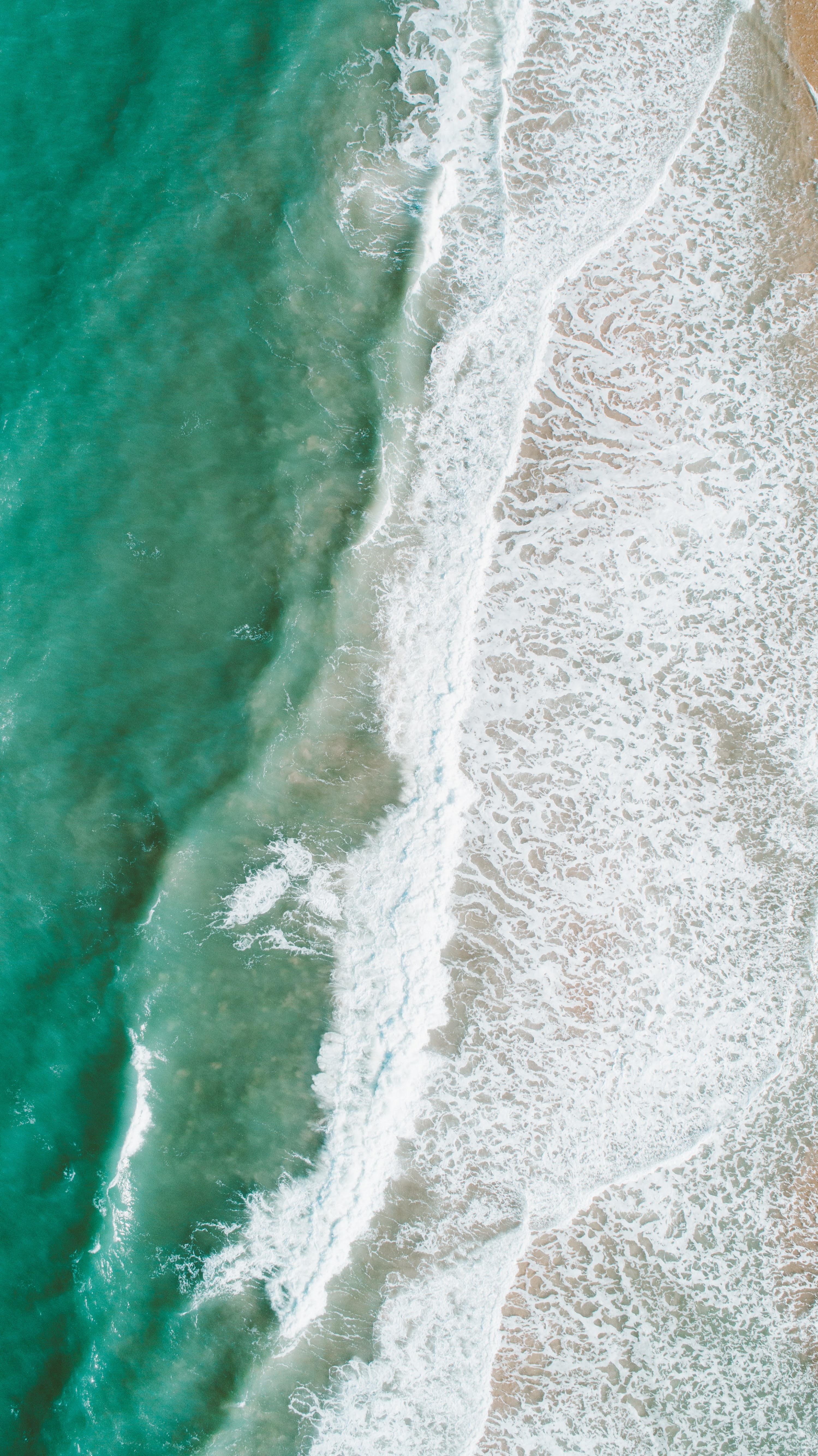 nature, water, sea, waves, beach, view from above, foam 5K