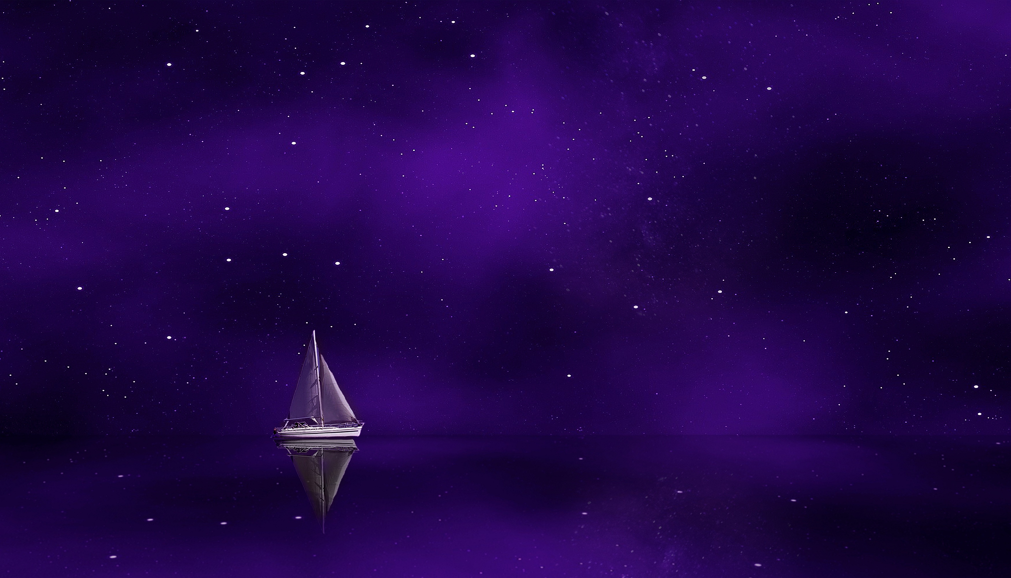 1080p pic starry sky, art, purple, reflection