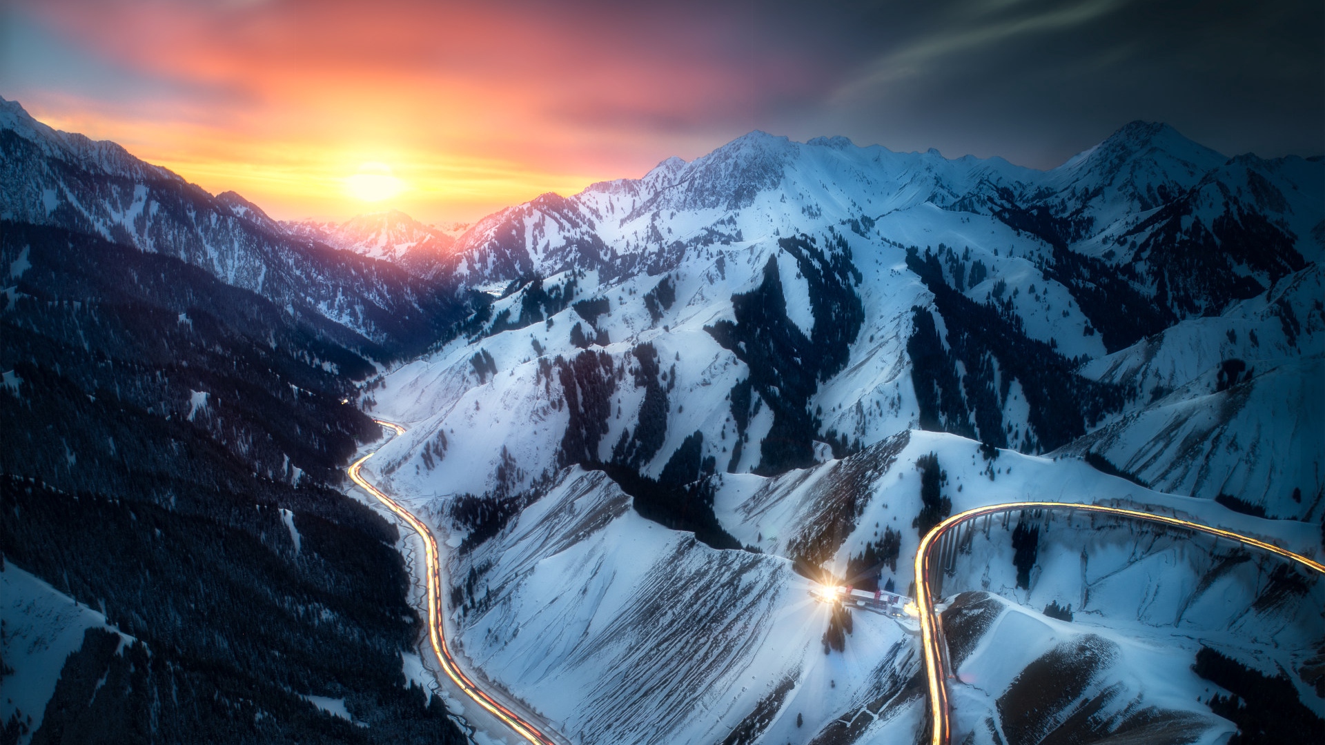 mountain, photography, snow, road Newest PC Wallpaper