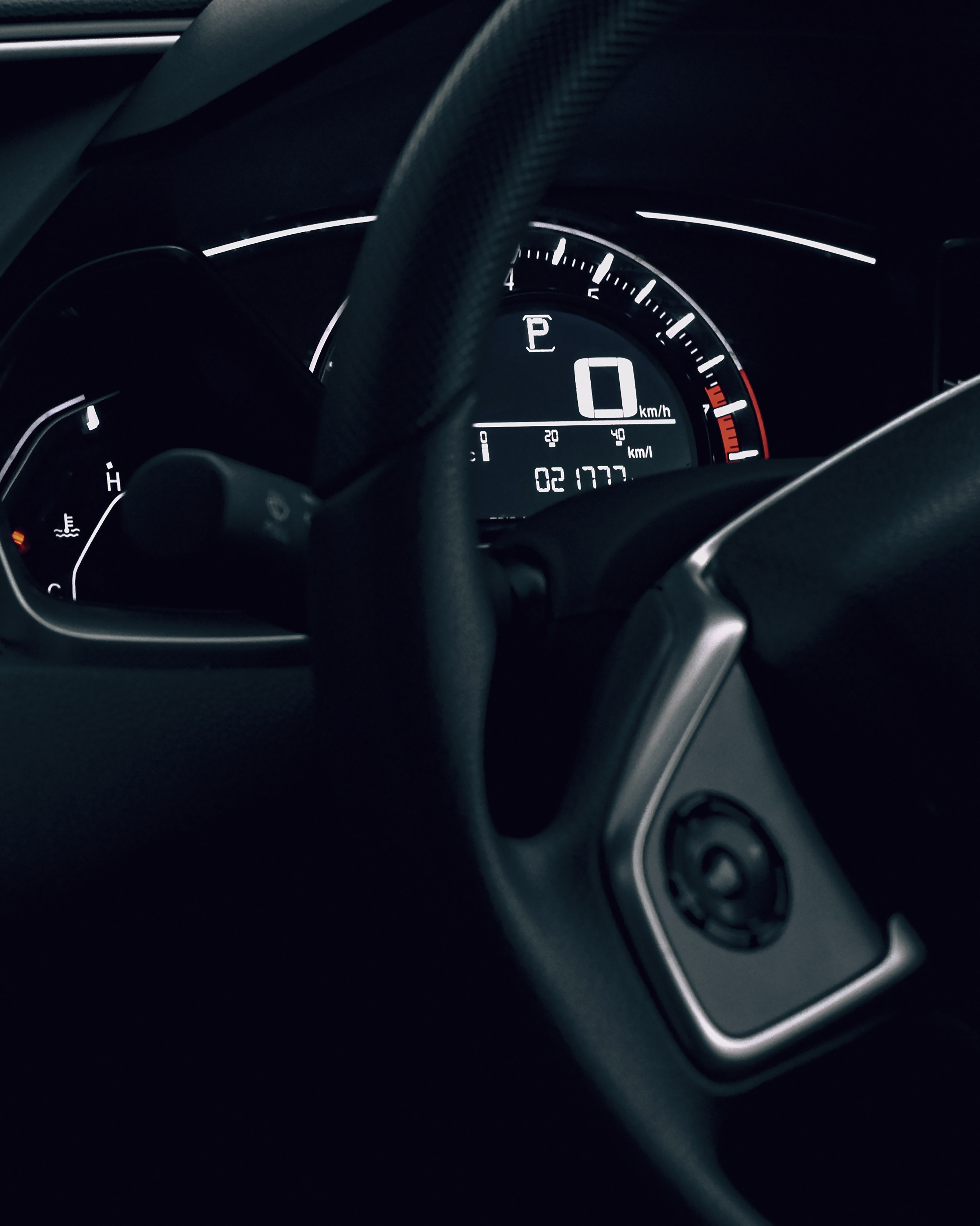 car, cars, dark, steering wheel, rudder, salon, speedometer 8K