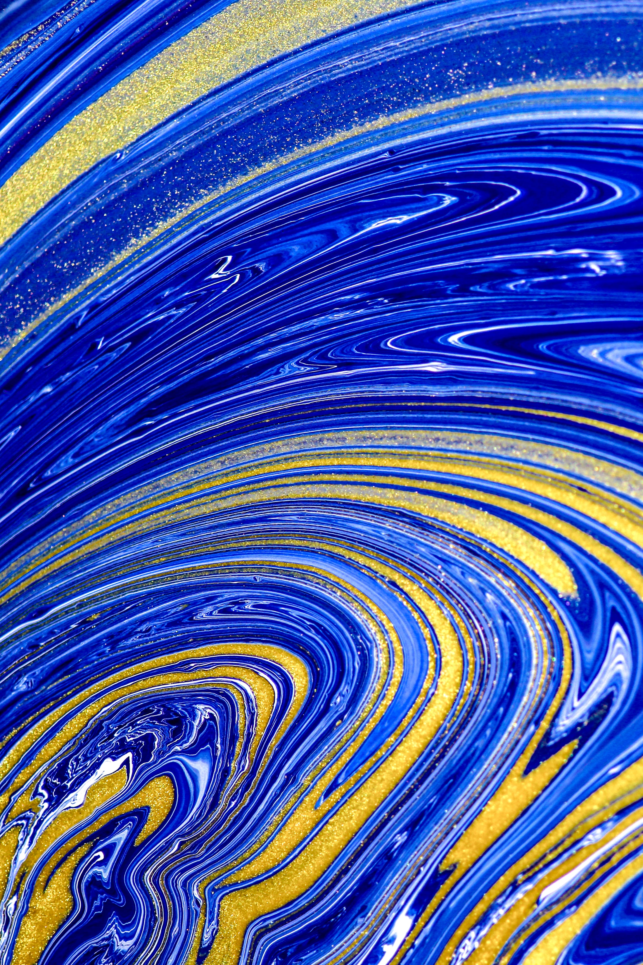 51402 скачать обои полосы, абстракция, синий, краска, жидкость, блестки - заставки и картинки бесплатно