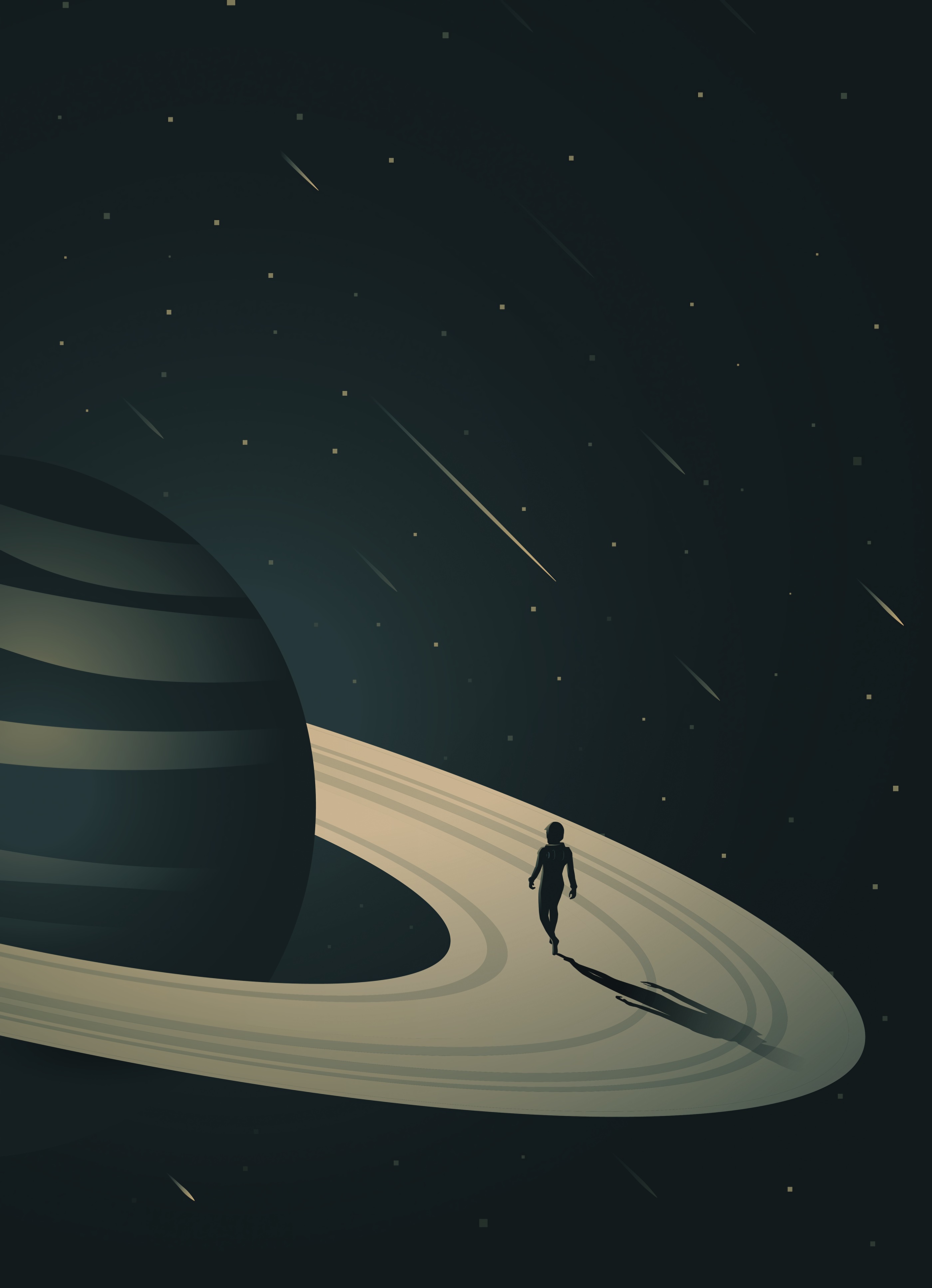 Saturn stars, planet, art, universe 4k Wallpaper