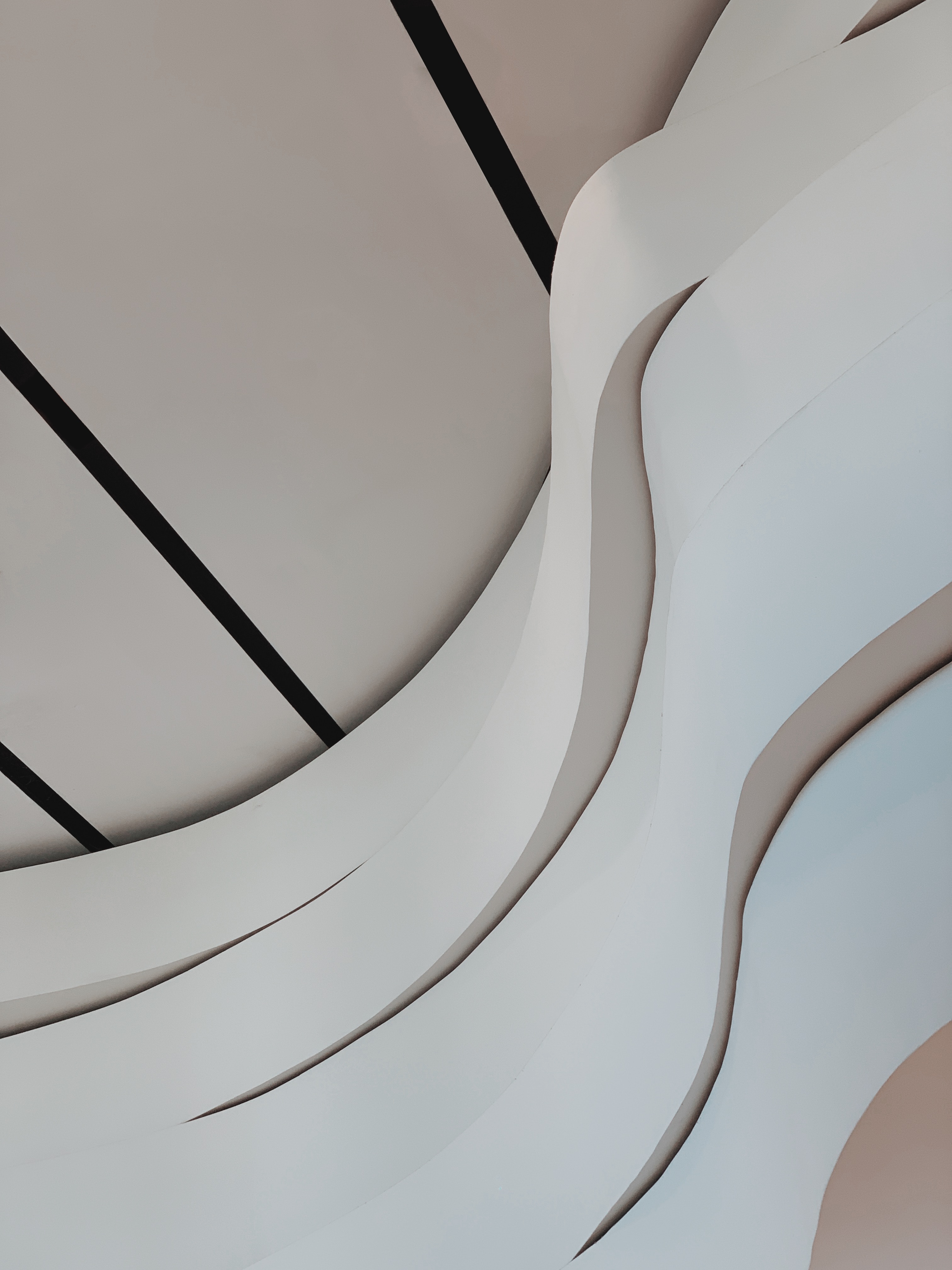 minimalism, architecture, white, form, wavy, panels, panel phone background