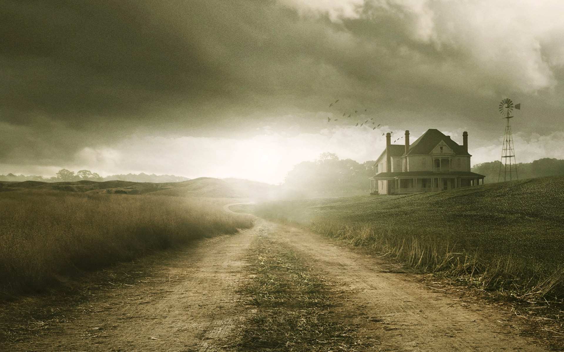 tv show, the walking dead, dirt road, house Phone Background