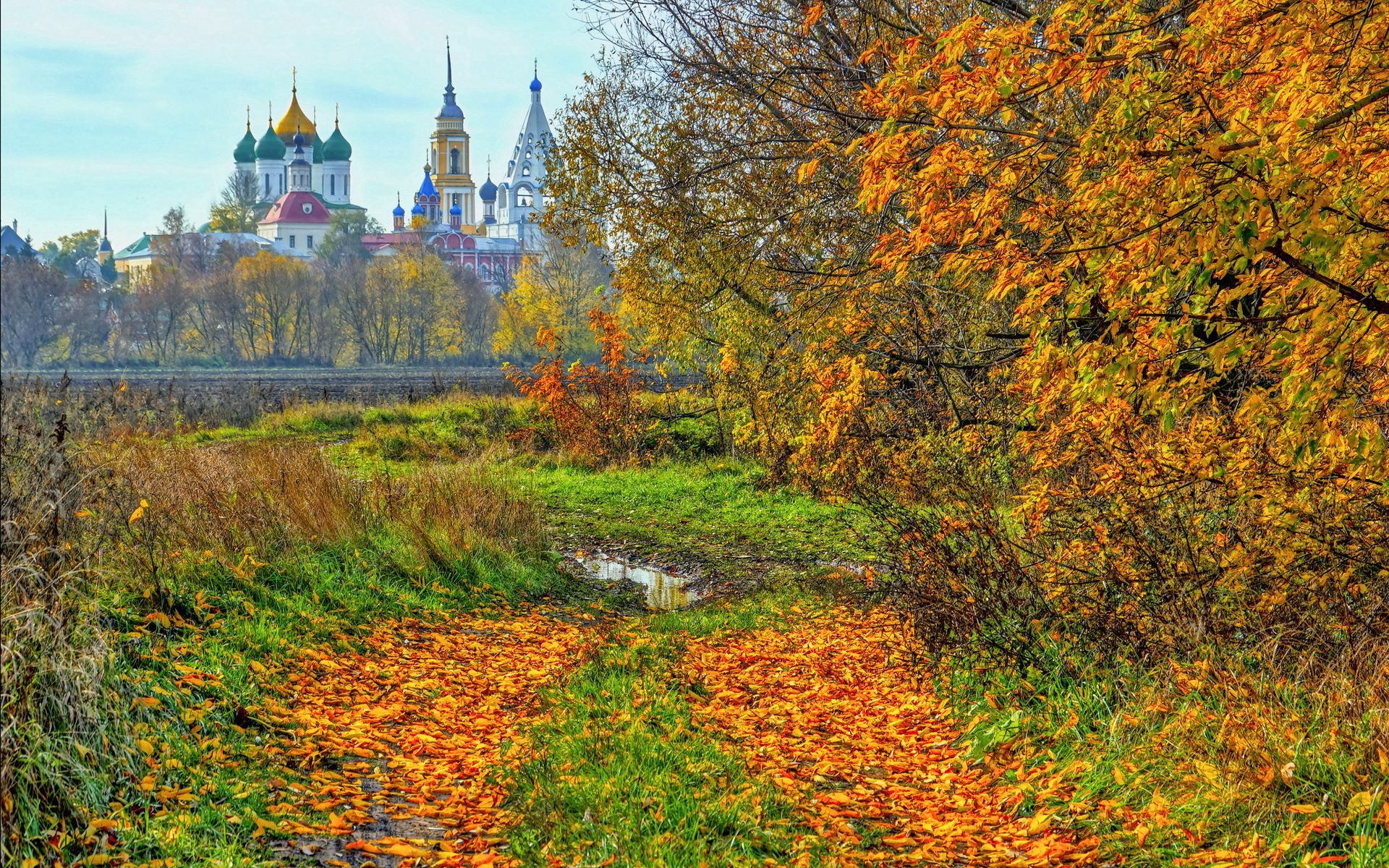 72078 Hintergrundbilder und Russland Bilder auf dem Desktop. Laden Sie kolomna, herbst, bäume, tempel Bildschirmschoner kostenlos auf den PC herunter