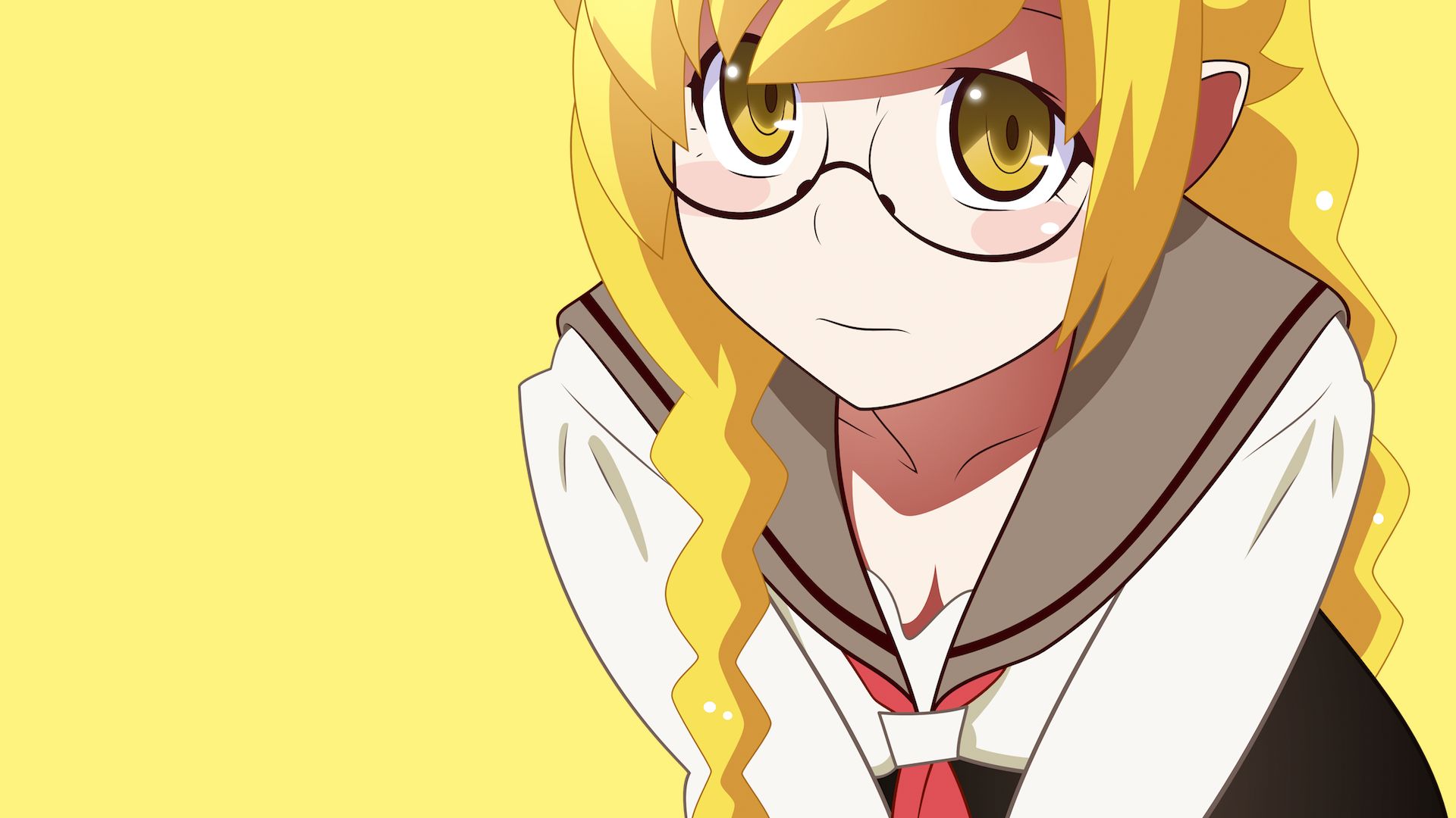 anime, monogatari (series), bakemonogatari, blonde, glasses, shinobu oshino, yellow eyes for android
