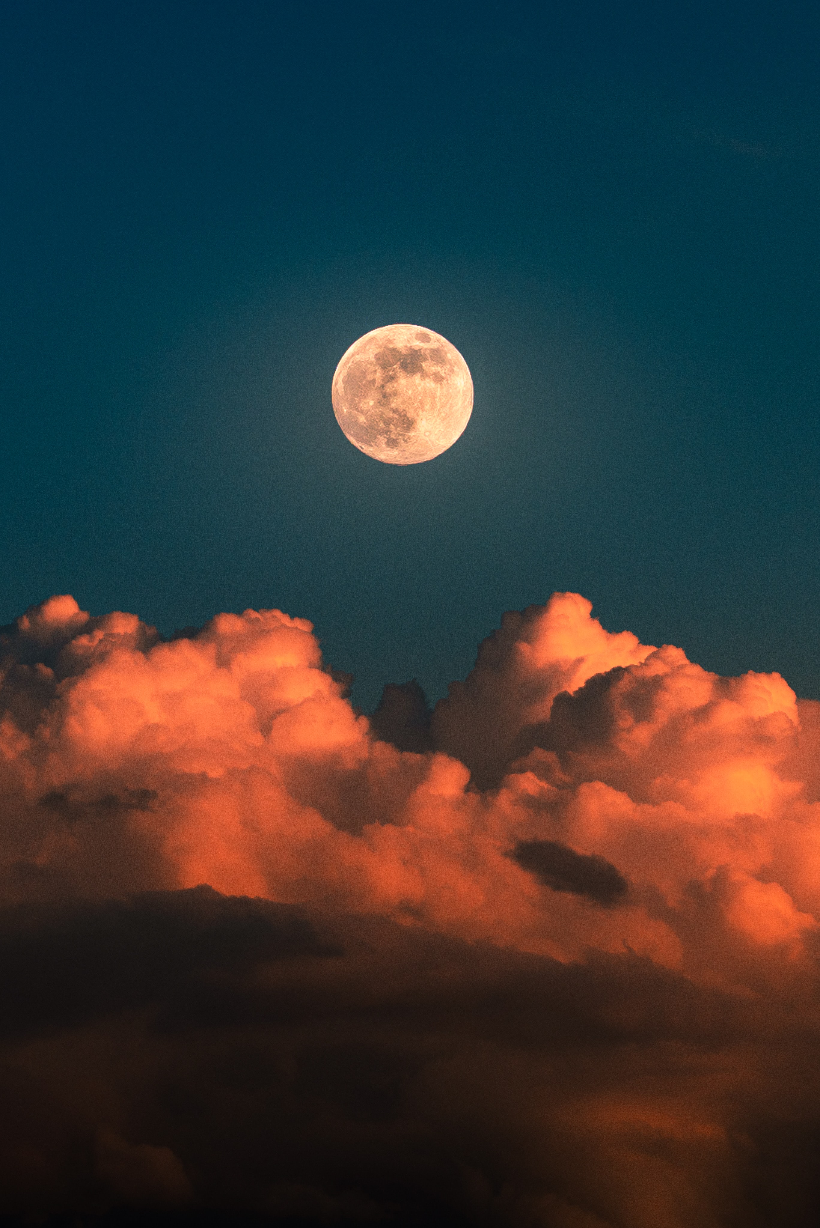 moon, nature, sky, clouds, full moon 32K