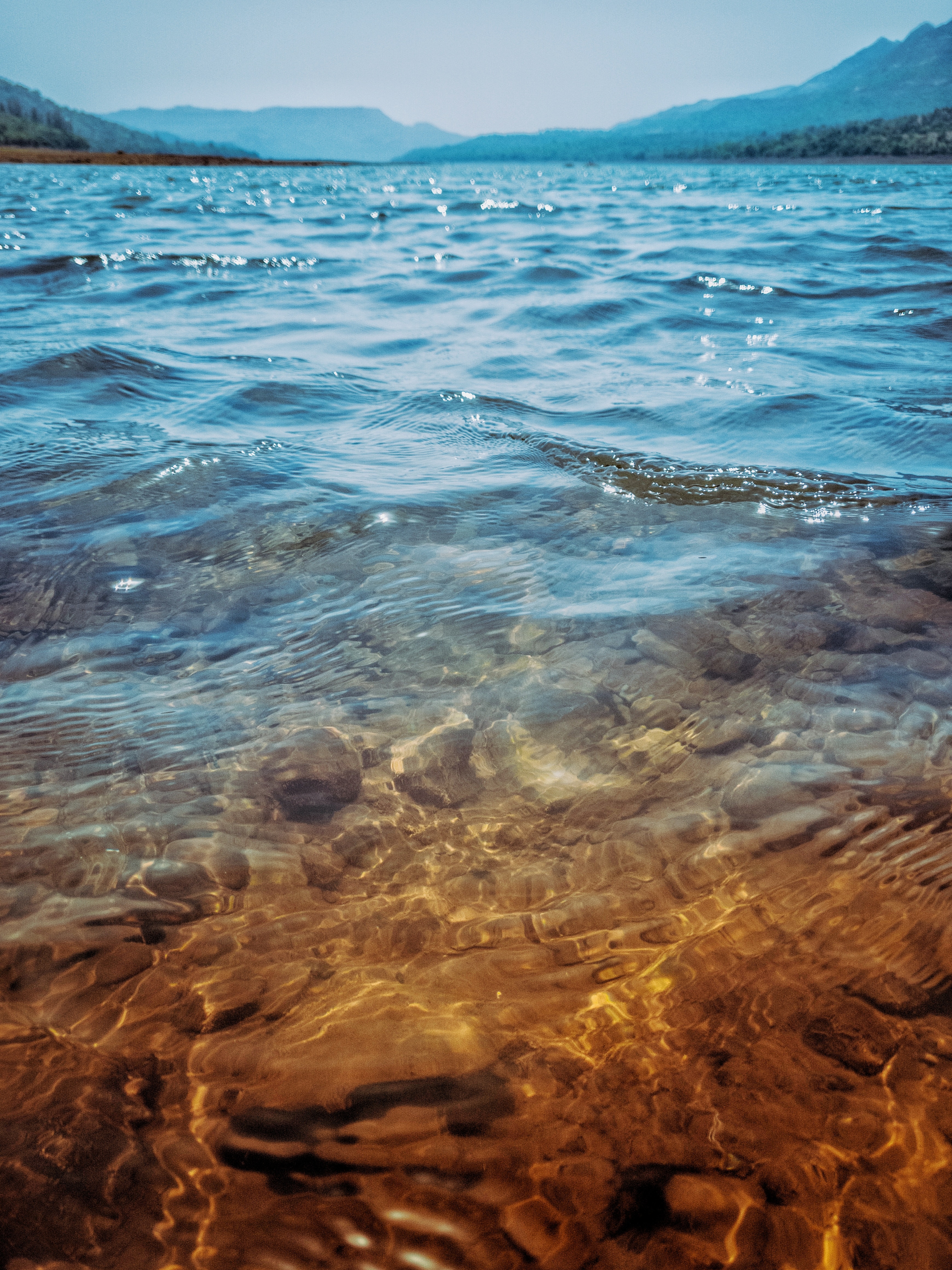 Widescreen image waves, lake, water, nature