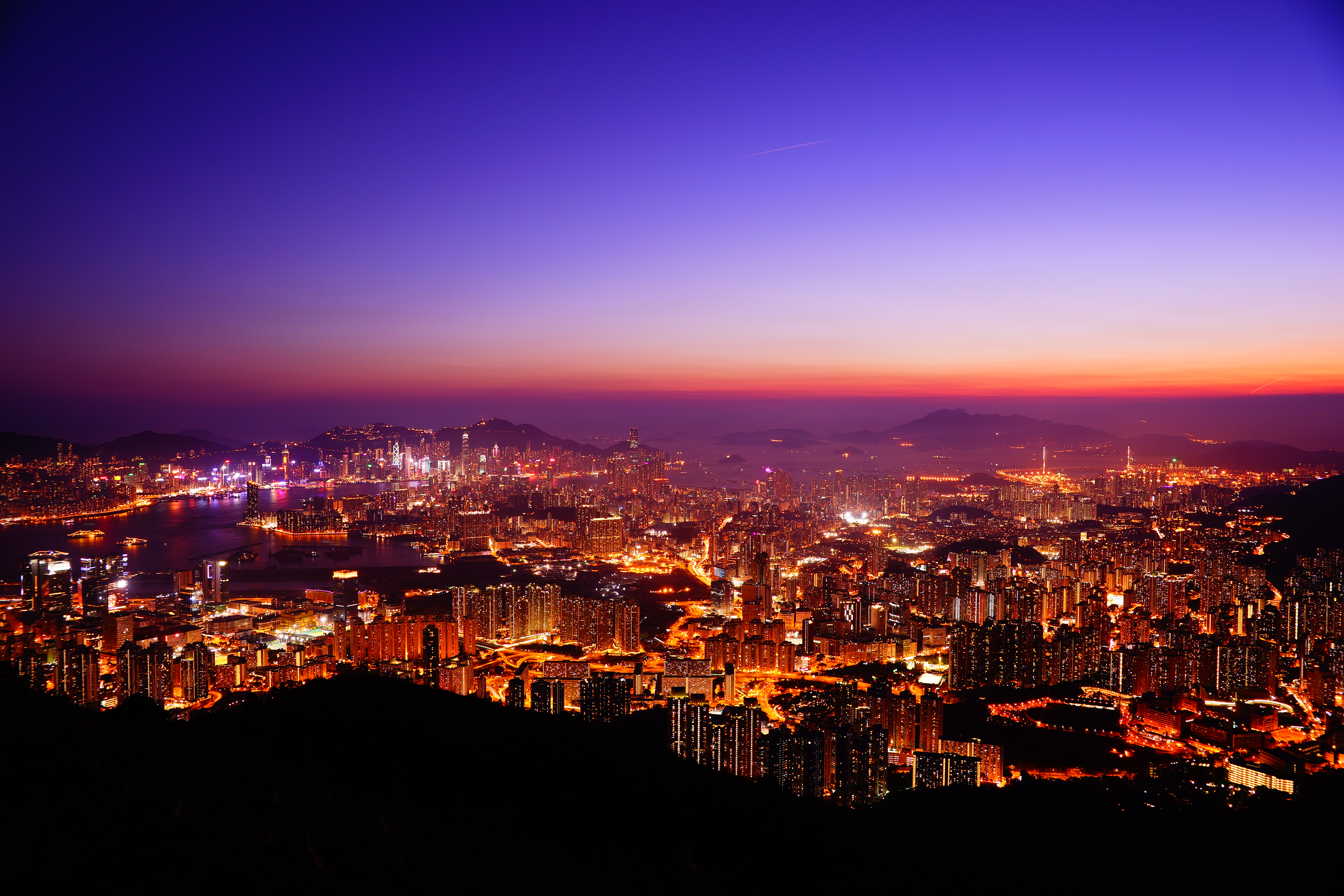 night city, sunset, cities Lights Desktop Wallpaper