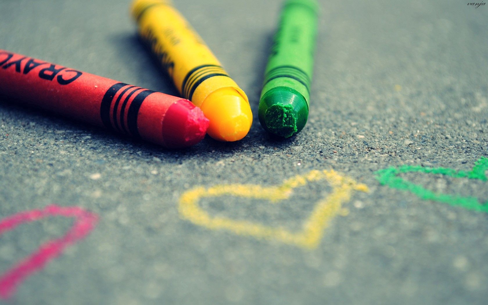 painting, heart, crayons, pencils HD Wallpaper for Phone