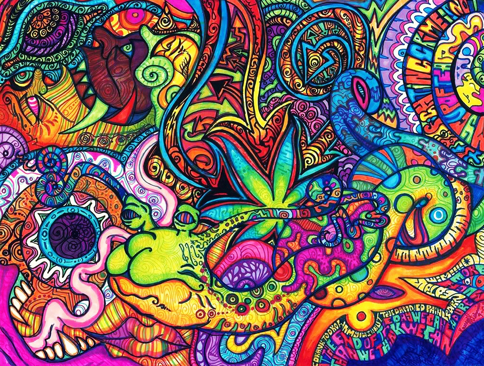 bright, trippy, artistic, rainbow, colors, psychedelic HD wallpaper