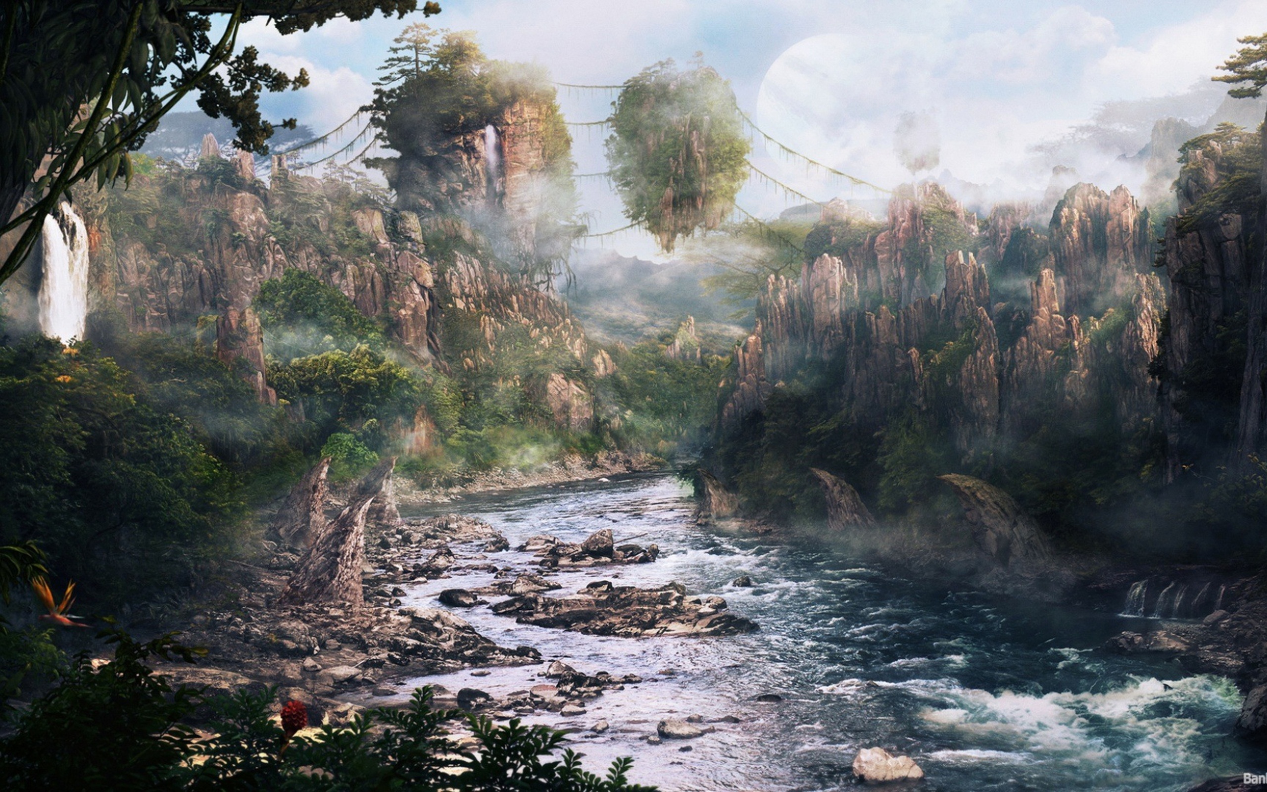 avatar, movie, floating island, landscape, nature, river, surreal, water 32K