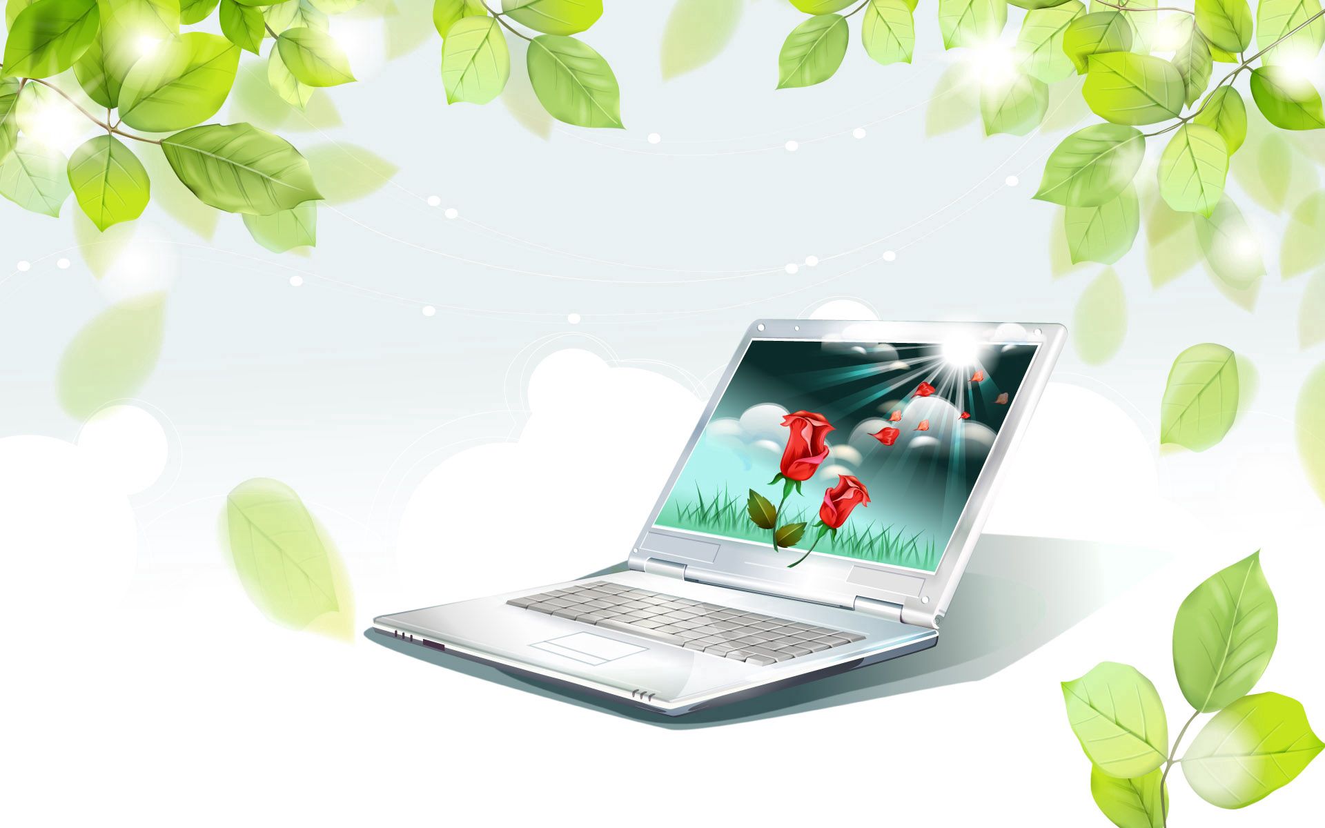leaves, vector, notebook, laptop, heavenly, netbook HD wallpaper