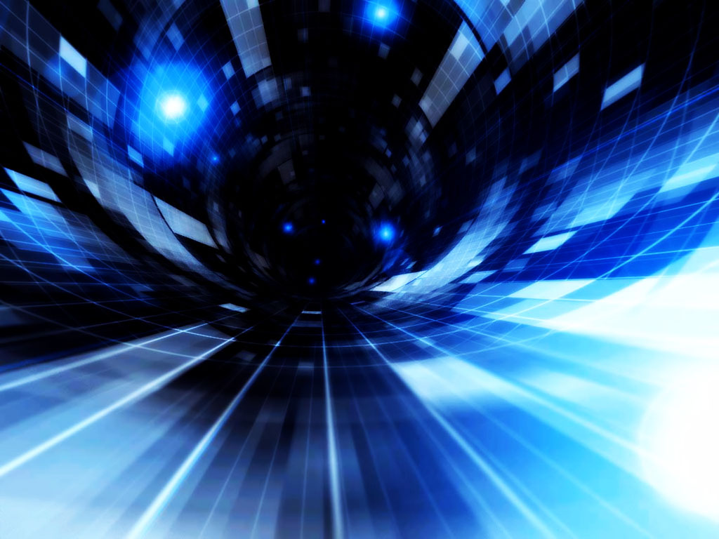 blue, abstract, technology, shapes, tunnel