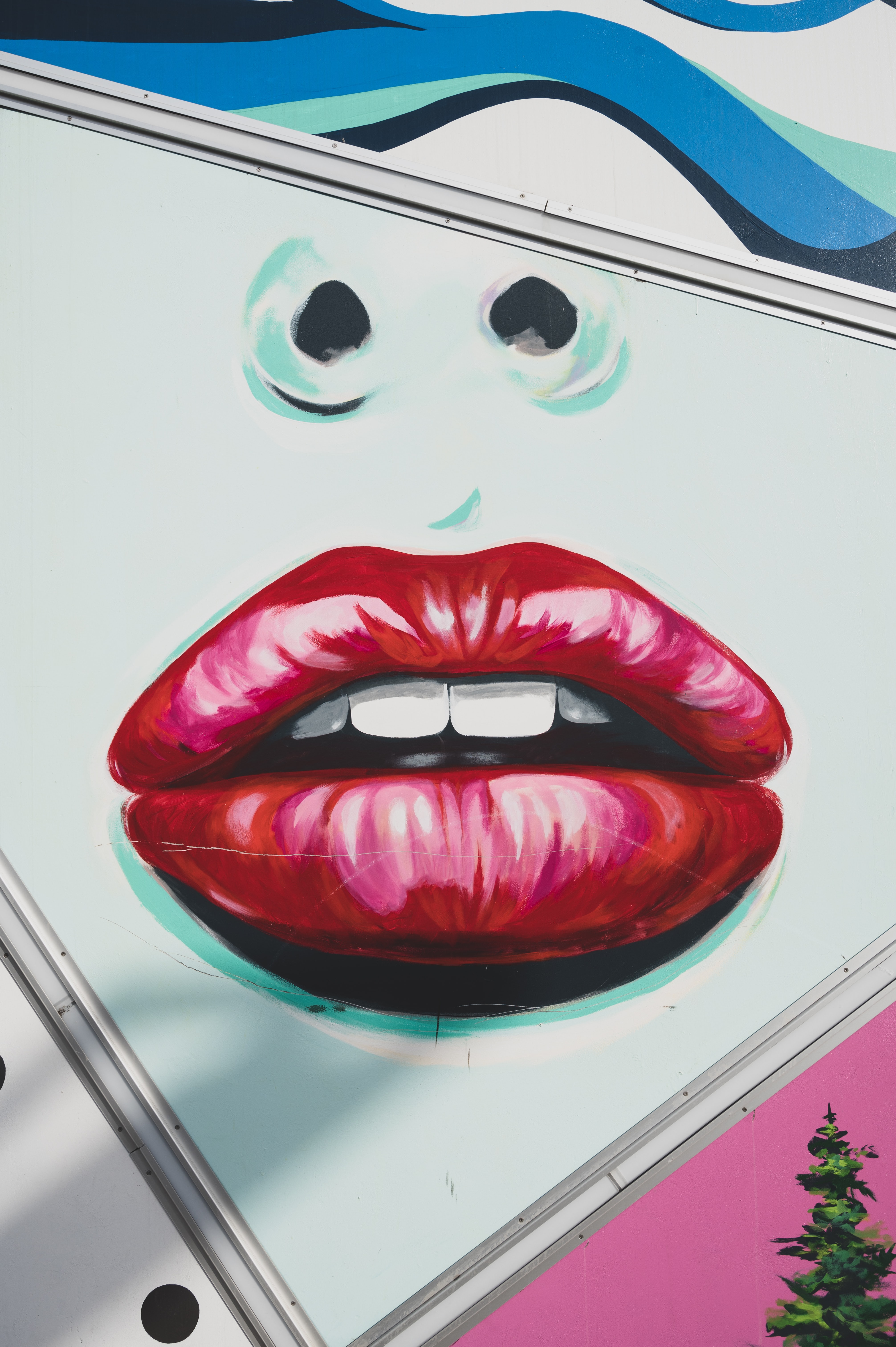 graffiti, art, wall, nose, lips, mural