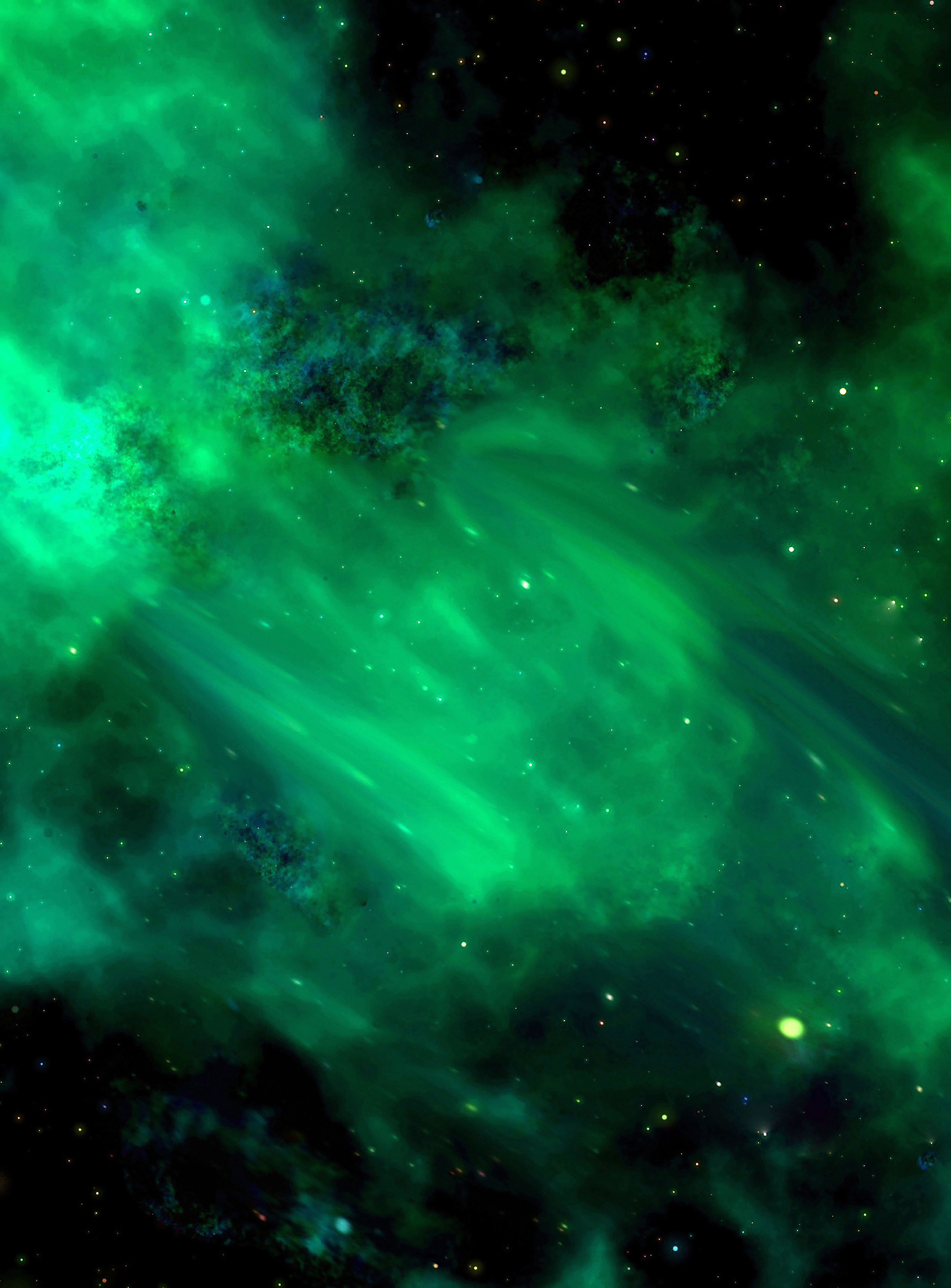 green, stars galaxy, universe, stars of the galaxy Shining Cellphone FHD pic