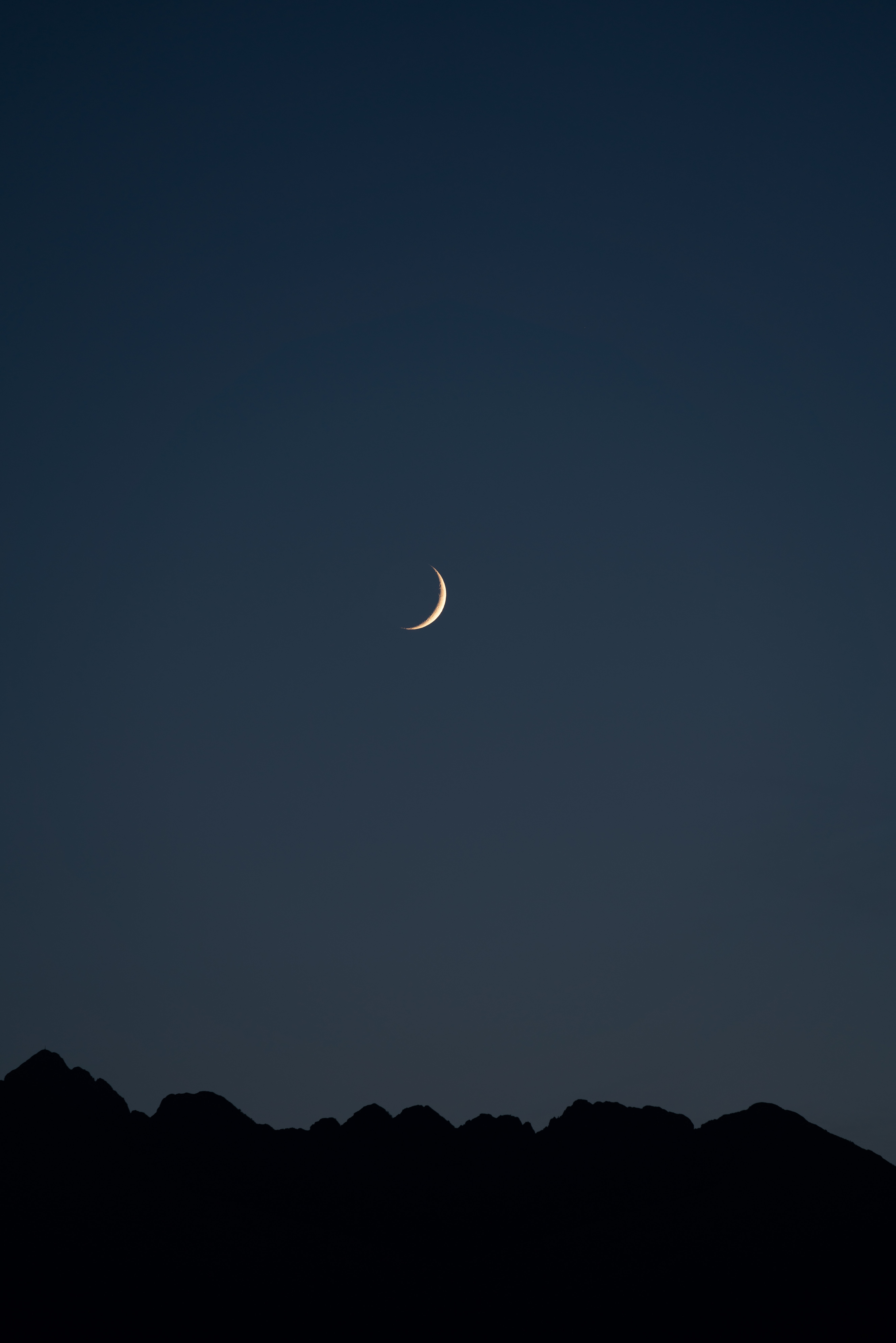 mountains, dark, month, night, silhouette Full HD