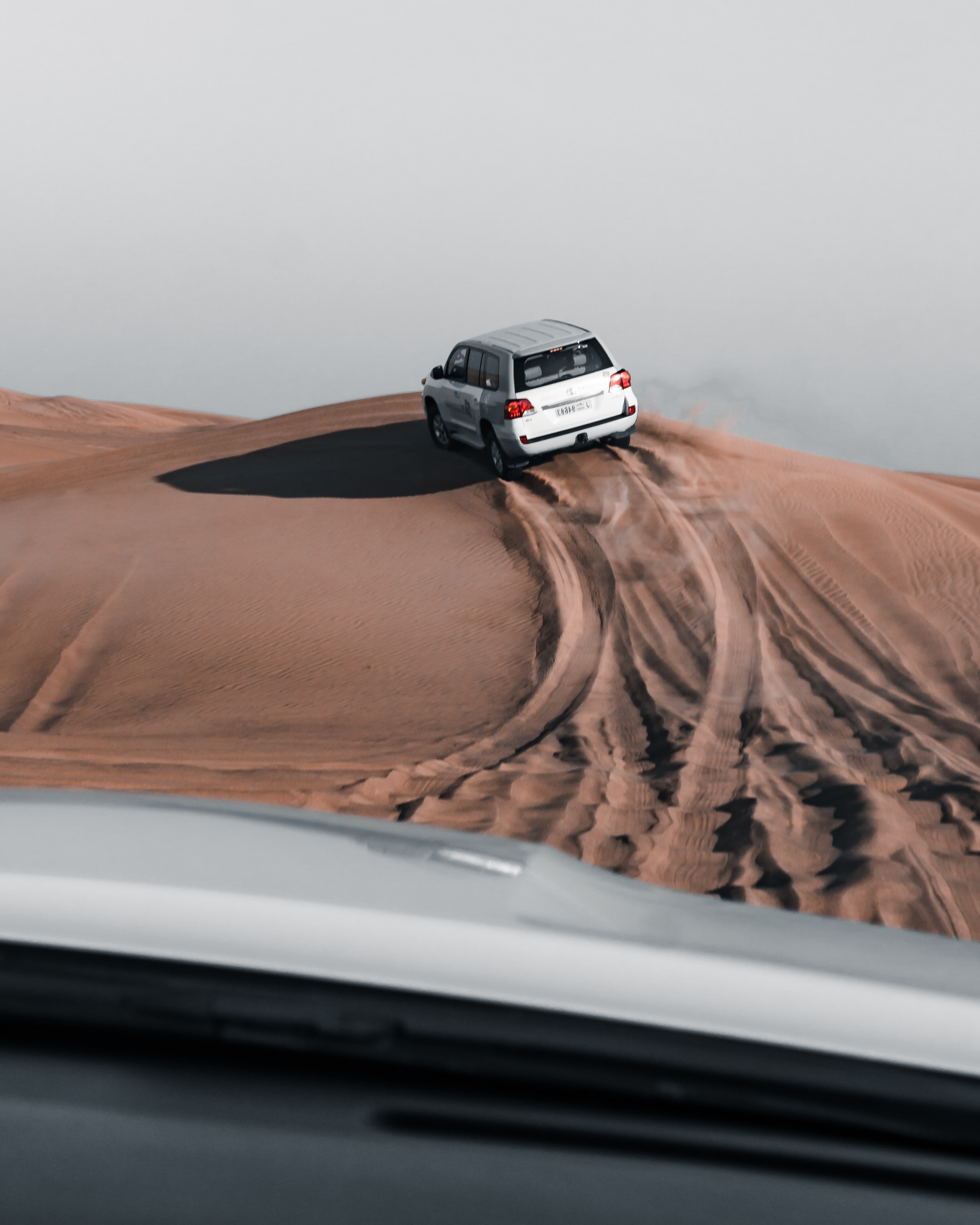 cars, sand, desert, car, machine, track, trace