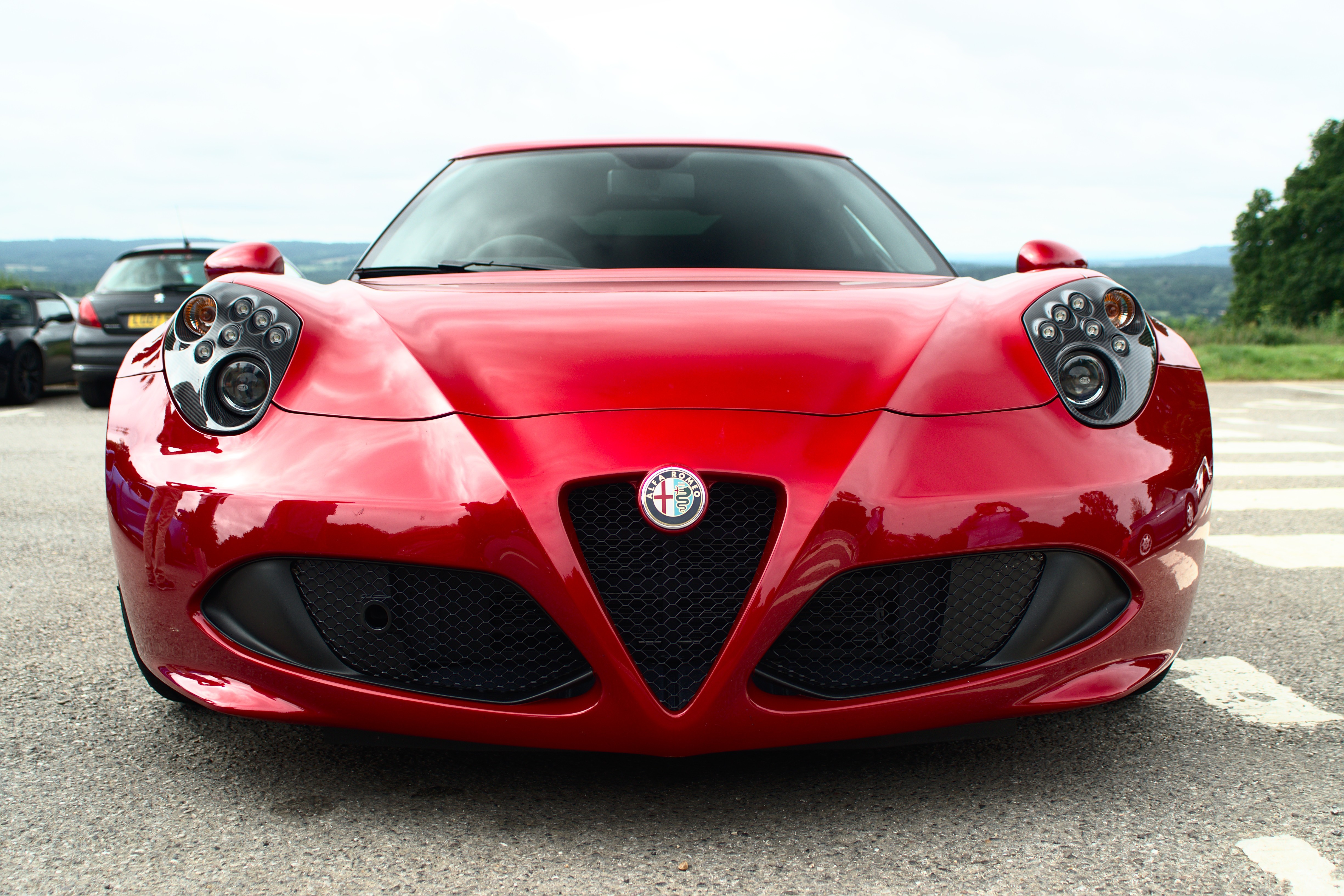 alfa romeo, cars, red, front view