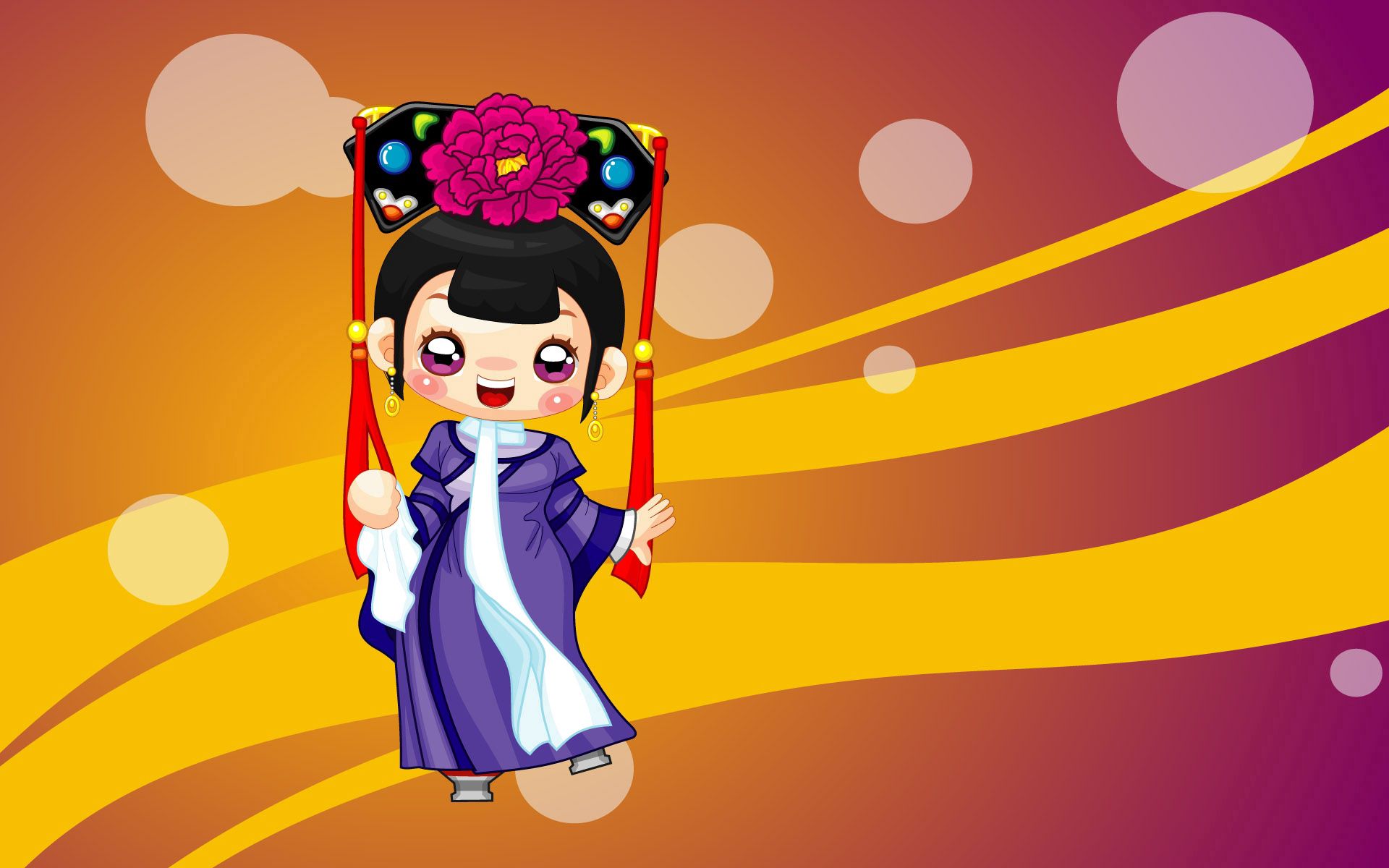 Wallpaper for mobile devices vector, girl, costume, china