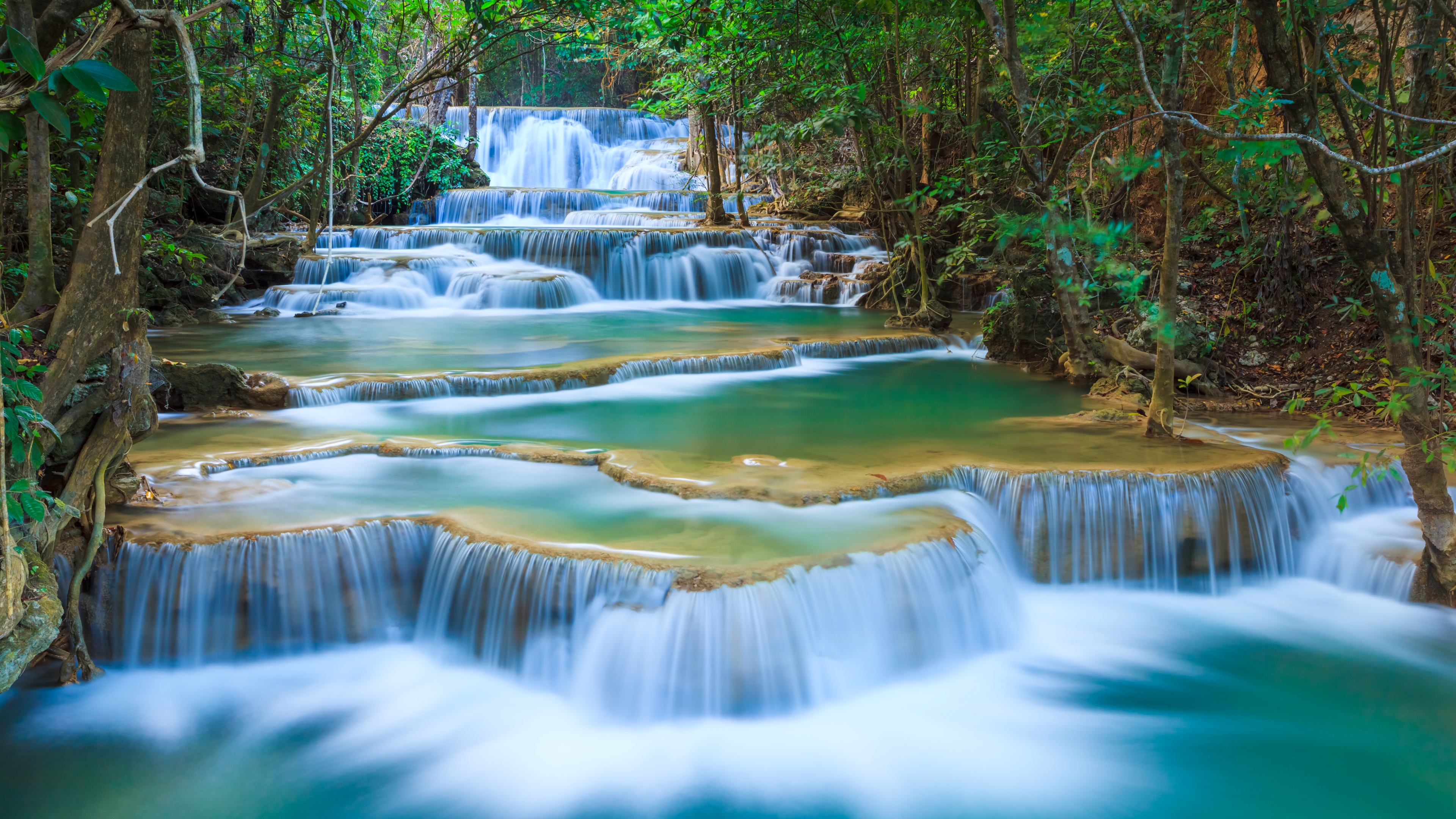 350553 Заставки и Обои Водопады на телефон. Скачать водопад, водопад эраван, таиланд, национальный парк эраван картинки бесплатно