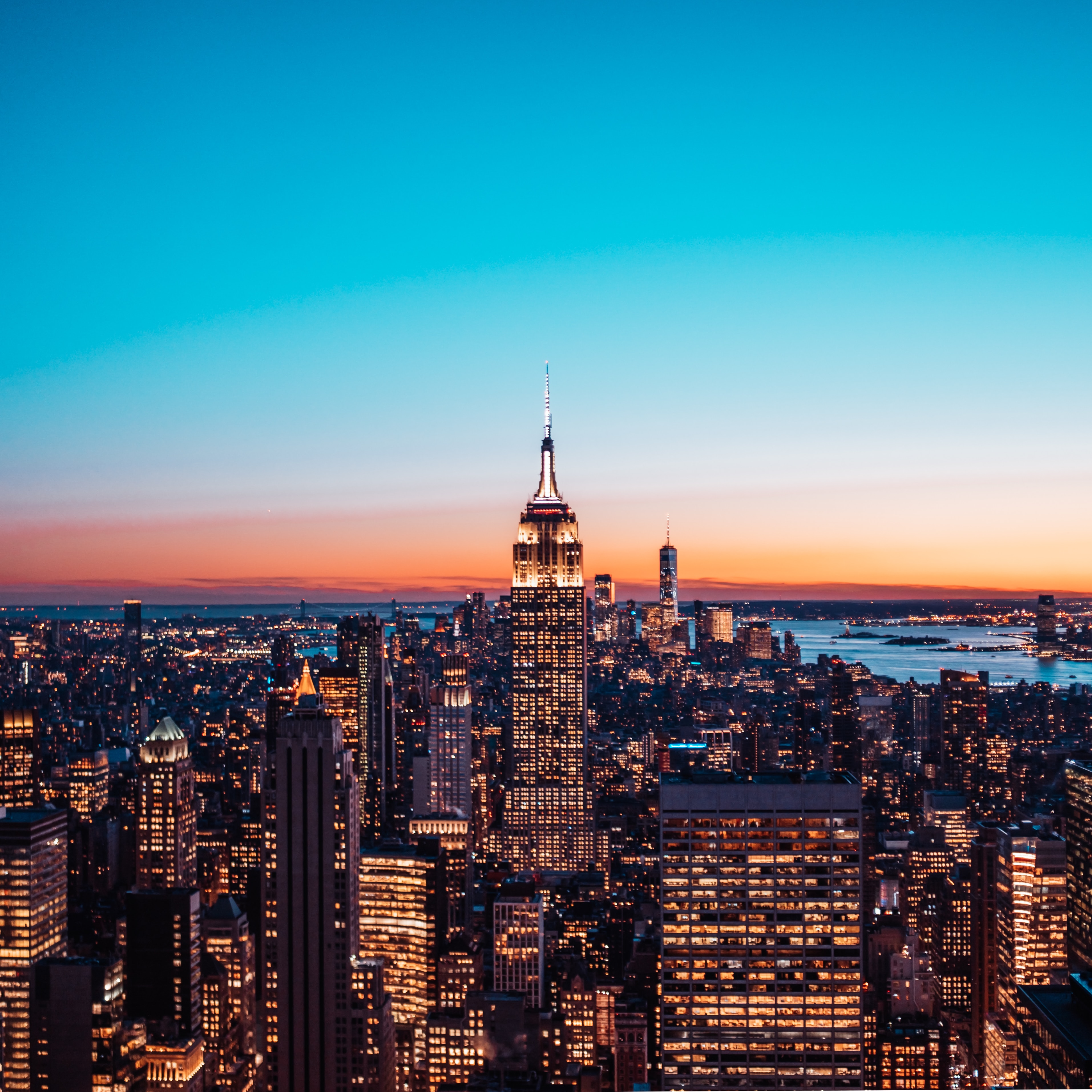 Mobile wallpaper new york, city, cities, architecture, twilight, building, view from above, dusk