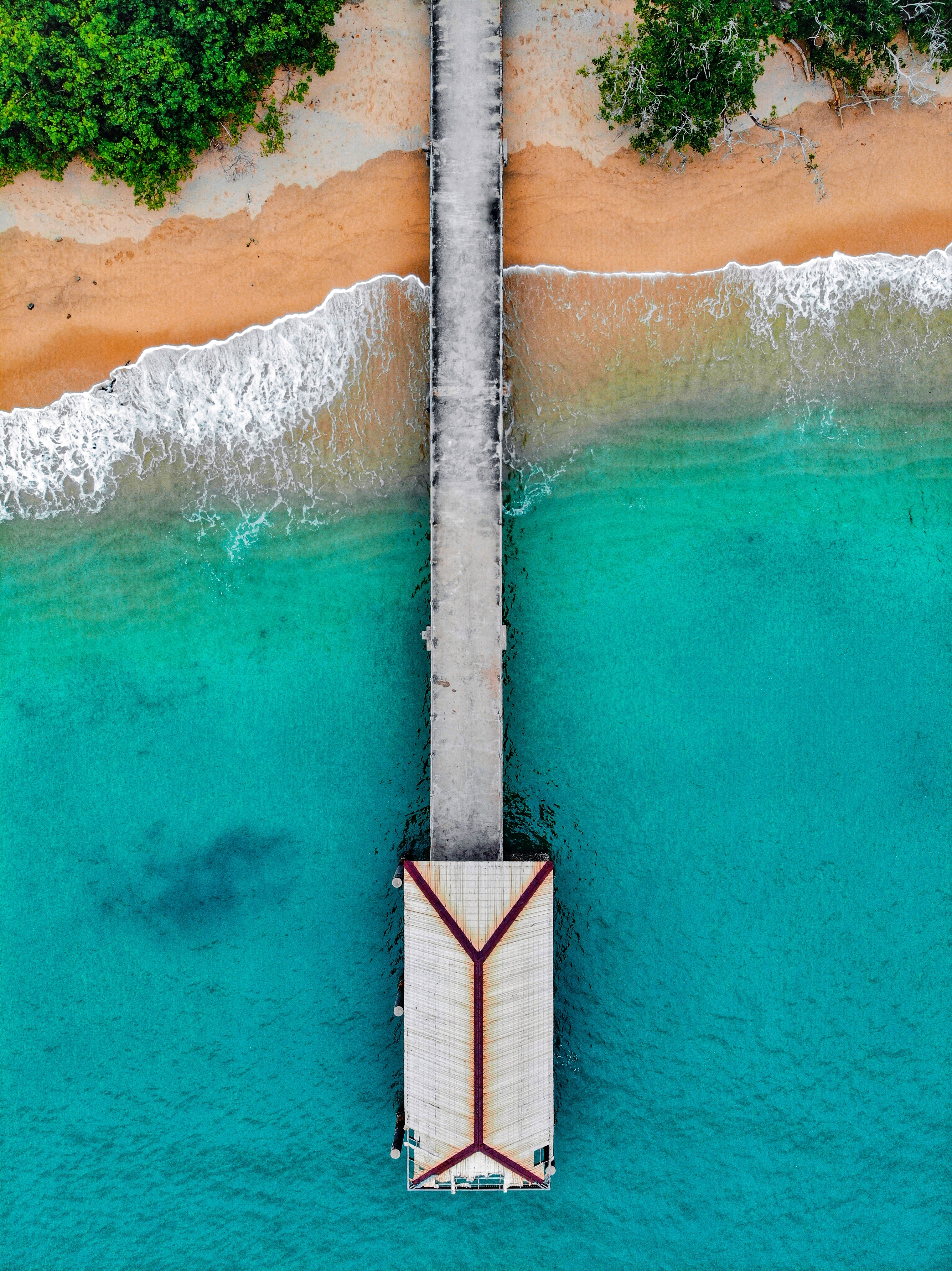 Phone Background Full HD sea, view from above, bungalow, nature