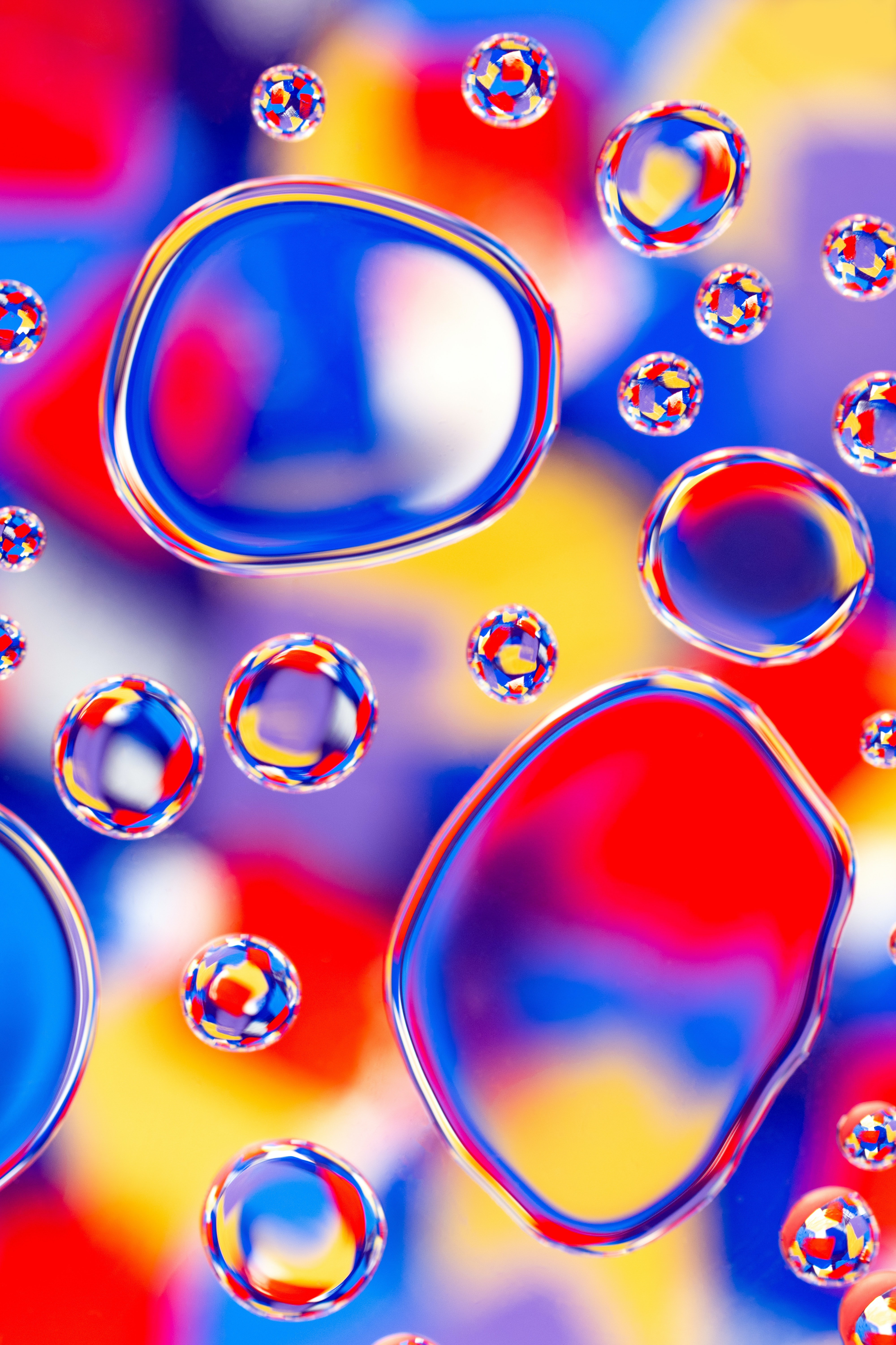 Mobile wallpaper bubbles, abstract, water, multicolored, motley, blur, smooth
