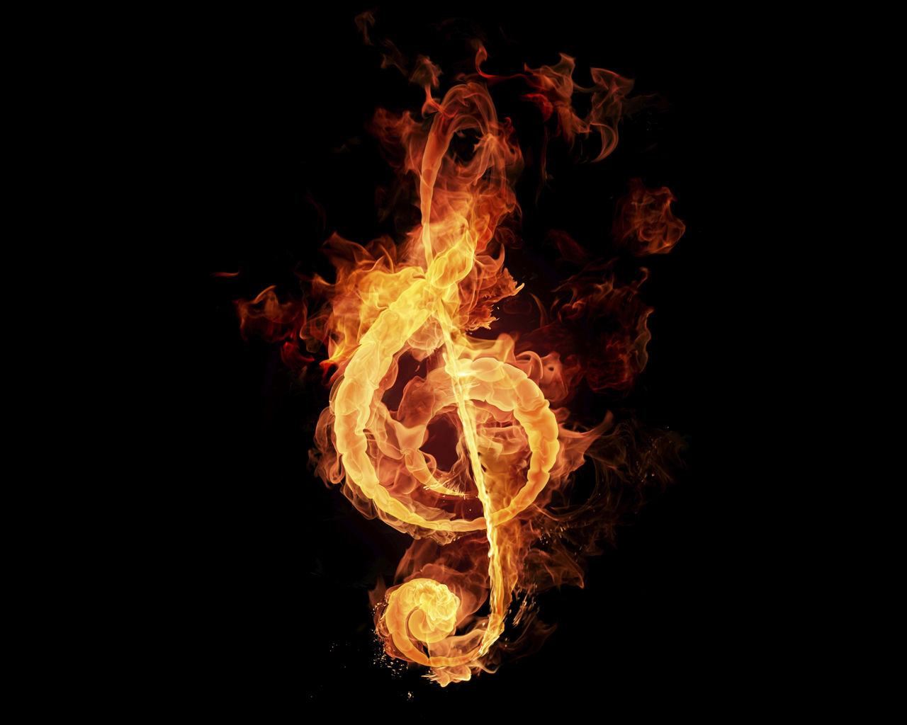 music, fire, black UHD