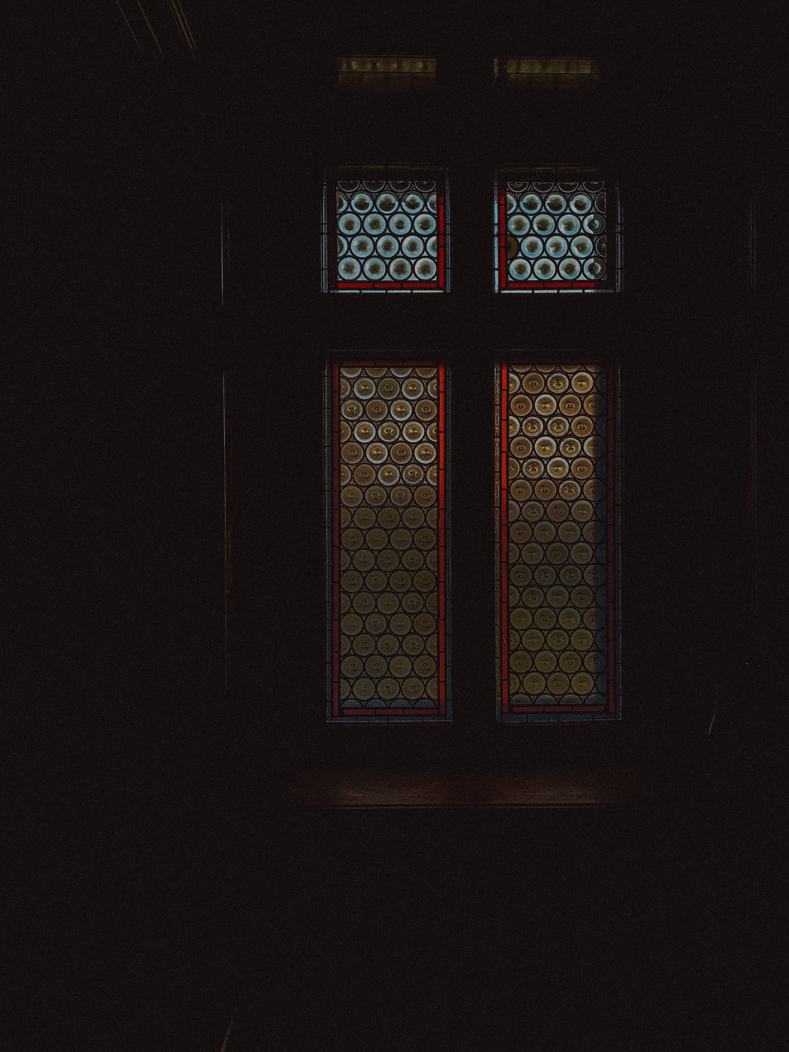 stained glass, dark, glass, window, premises, room, curtain wall